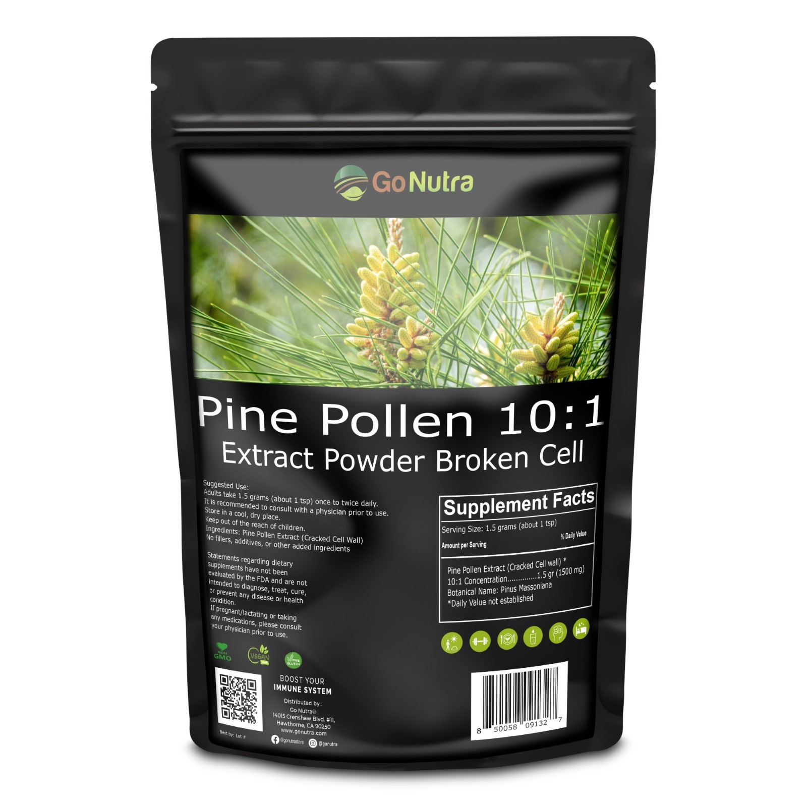 Pine Pollen Powder 1 lb. Pure Pine Pollen Extract 10:1 Strength Cracked Cell