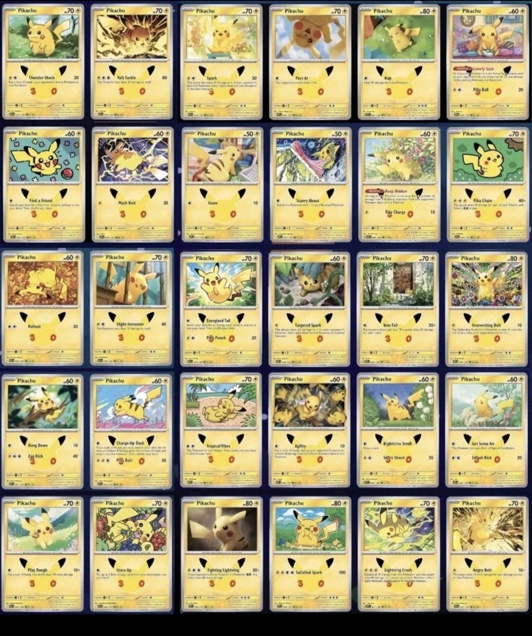 ENGLISH - Pokemon TCG Pikachu Rares 30th Anniversary Celebration FULL SET 1-30 ENGLISH - Pokemon TCG Pikachu Rares 30th Anniversary Celebration FULL SET 1-30