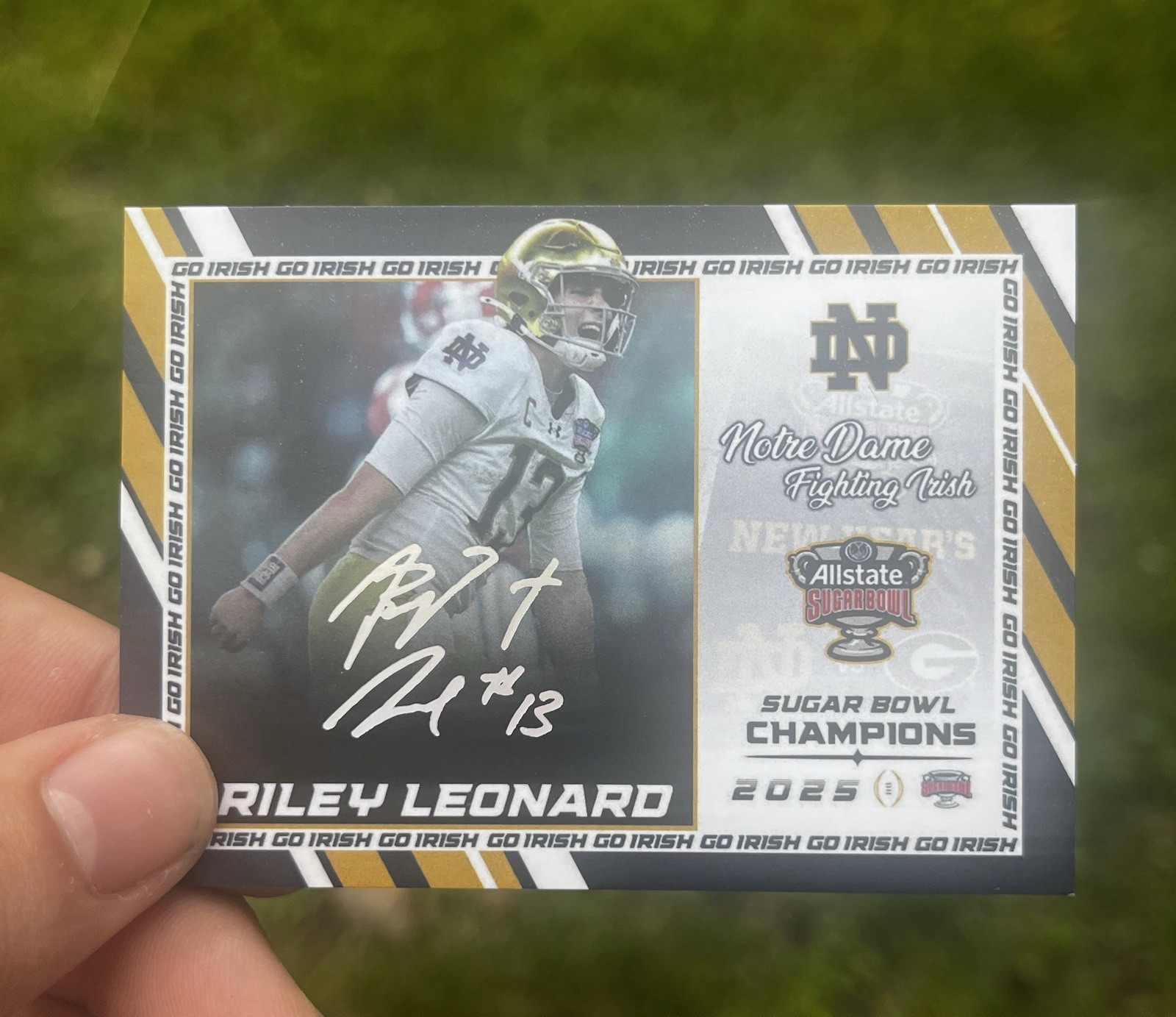 Riley Leonard Notre Dame Football Card 2025 Orange Bowl CFP Holo Auto Riley Leonard Notre Dame Football Card 2025 Orange Bowl CFP Holo Auto