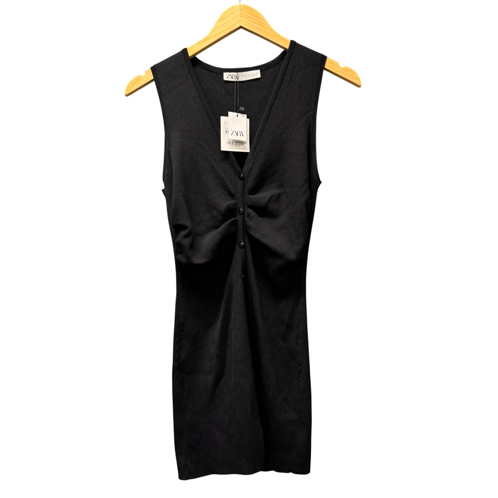 Zara Ribbed Tank Womens XL Black Bodycon Tunic Style Stretch V-Neck Top NEW Zara Ribbed Tank Womens XL Black Bodycon Tunic Style Stretch V-Neck Top NEW