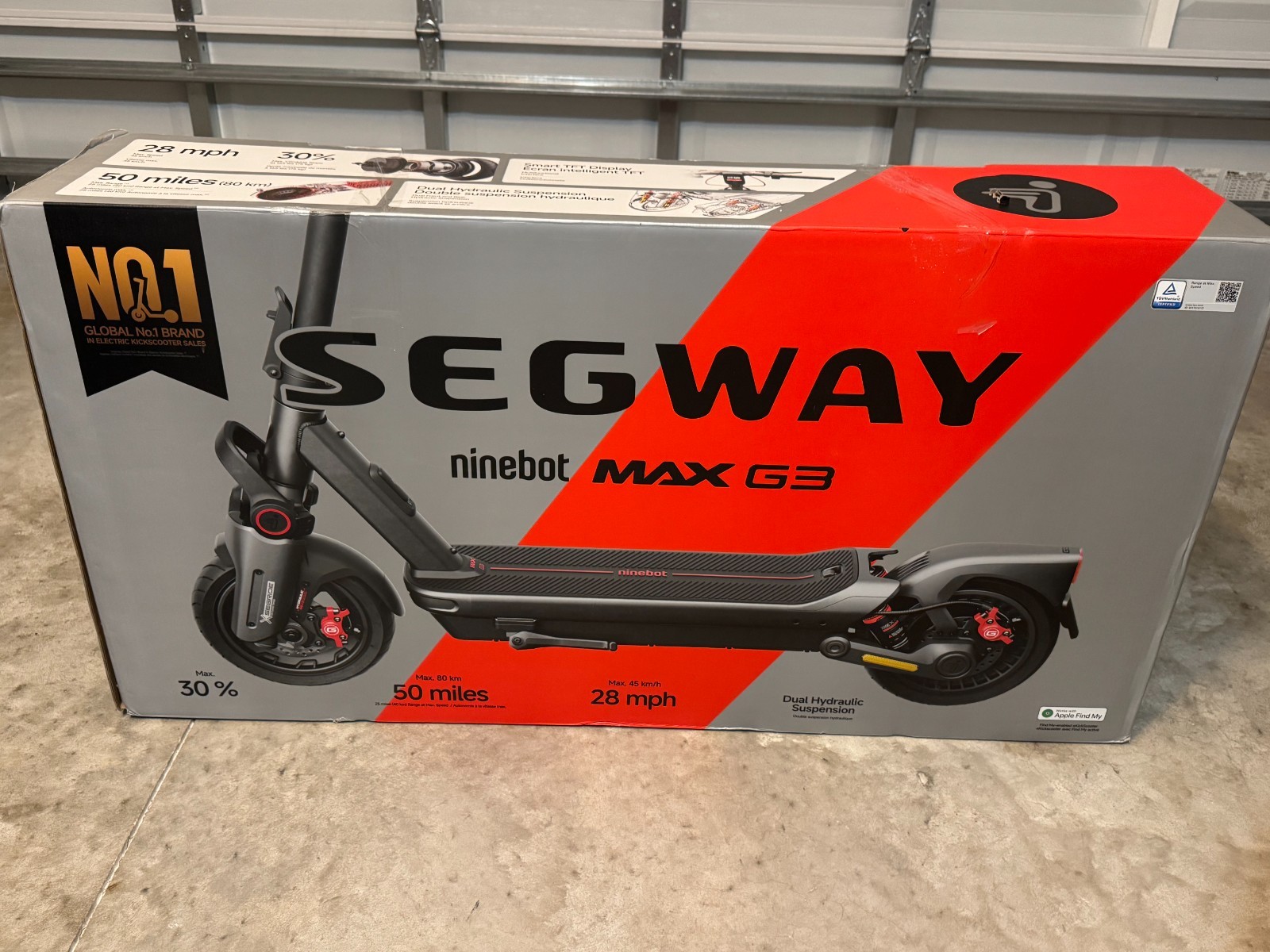 Segway Max G3 Ninebot Electric Scooter 28 mph Speed 50 miles Range. Perfect cond