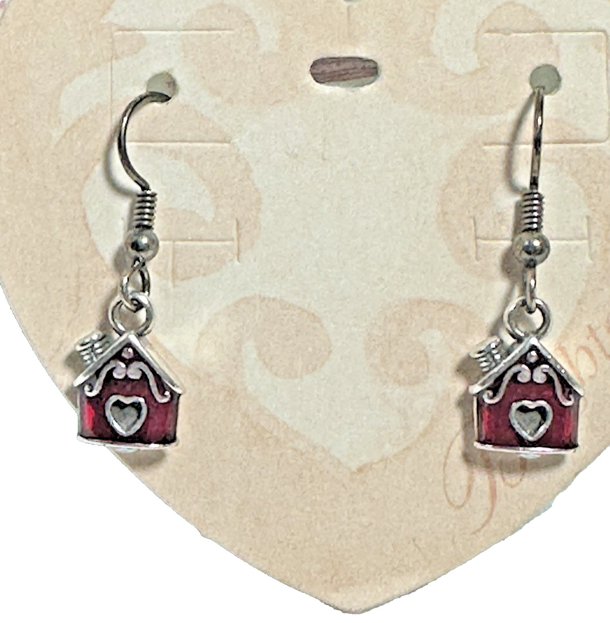Brighton Luv Nest Birdhouse Red Enamel Heart French Wire Earrings NWOT Retired Brighton Luv Nest Birdhouse Red Enamel Heart French Wire Earrings NWOT Retired