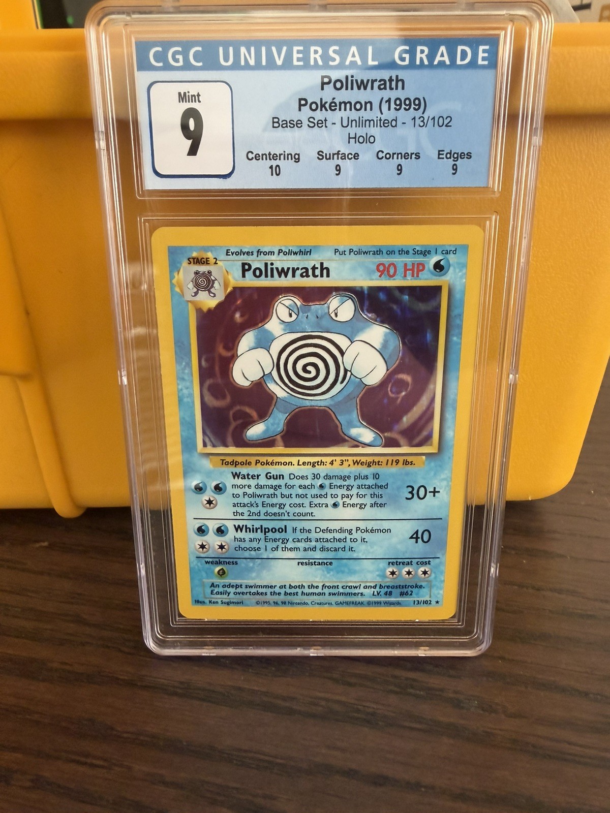 💎CGC 9 Poliwrath Pokemon Base Set Unlimited 13 Holo w/ Subgrades 10 centering 💎CGC 9 Poliwrath Pokemon Base Set Unlimited 13 Holo w/ Subgrades 10 centering