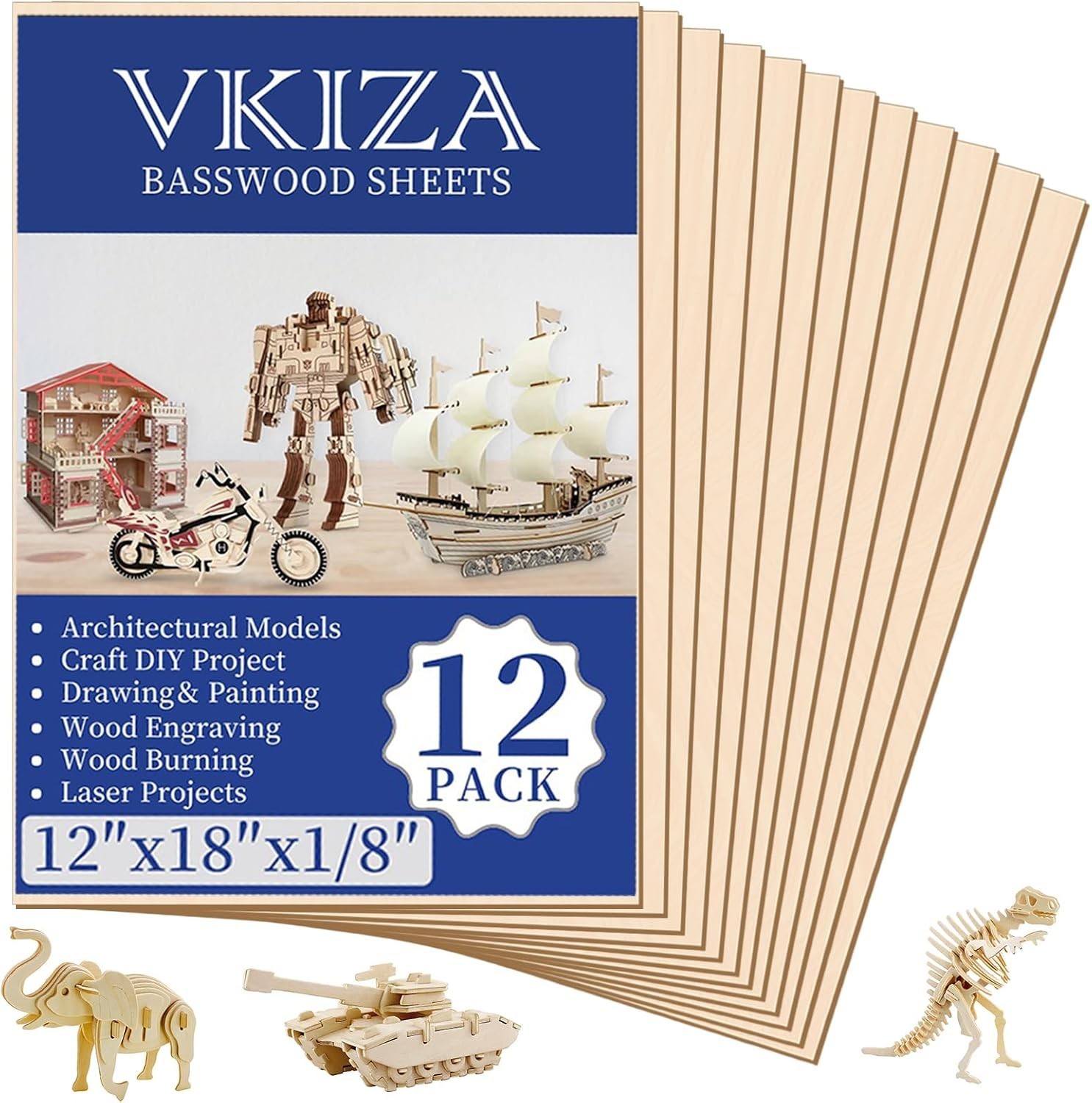 12 Pack Basswood Sheets for Crafts 12X18X1/8 Inch, 3Mm Thick 12 Pack Basswood Sheets for Crafts 12X18X1/8 Inch, 3Mm Thick