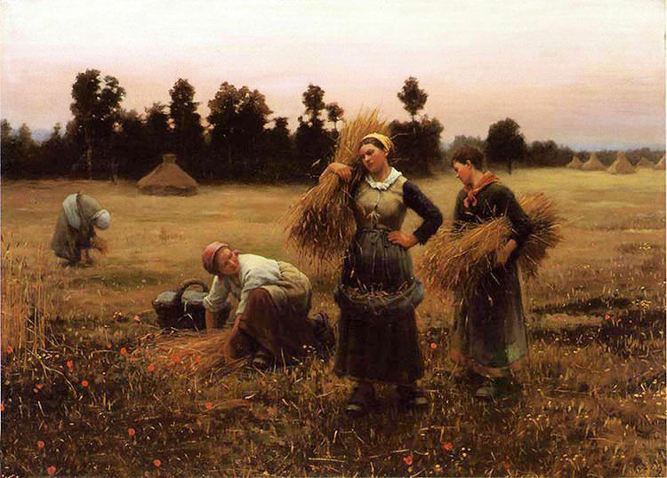 Oil painting daniel ridgway knight - the harvesters young women in autumn season