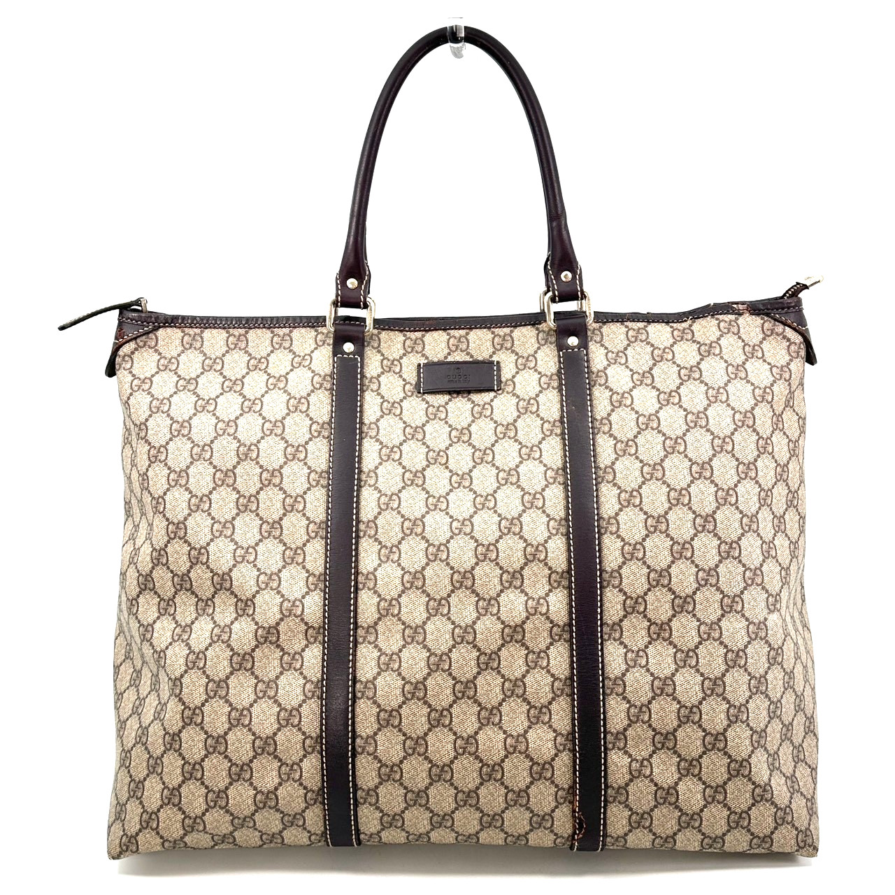 GUCCI Joy Tote Bag Large GG Supreme PVC Leather Beige Authentic