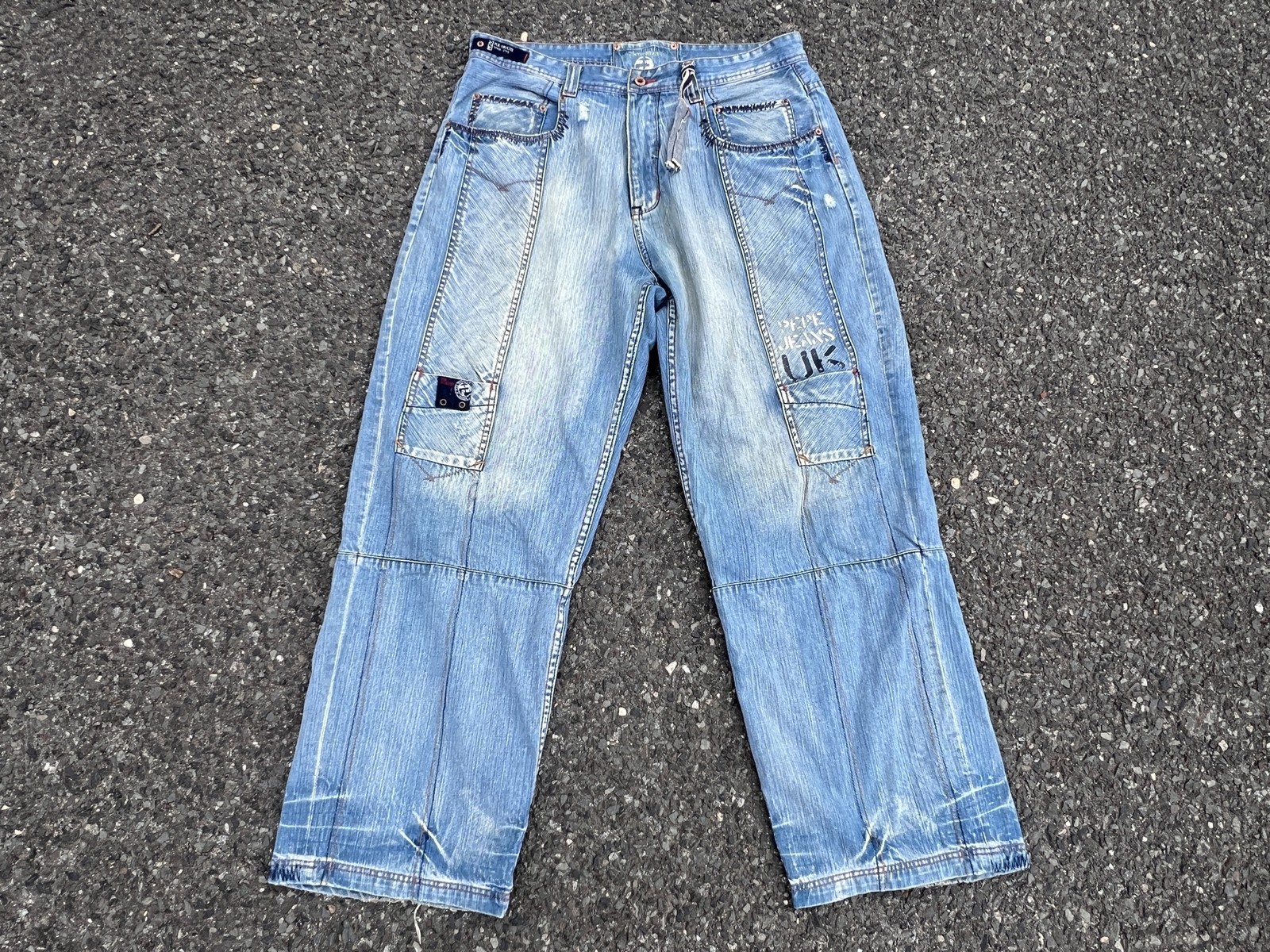 VINTAGE Pepe Jeans London Jeans Mens 40x33 Blue Baggy Distressed Denim 90s