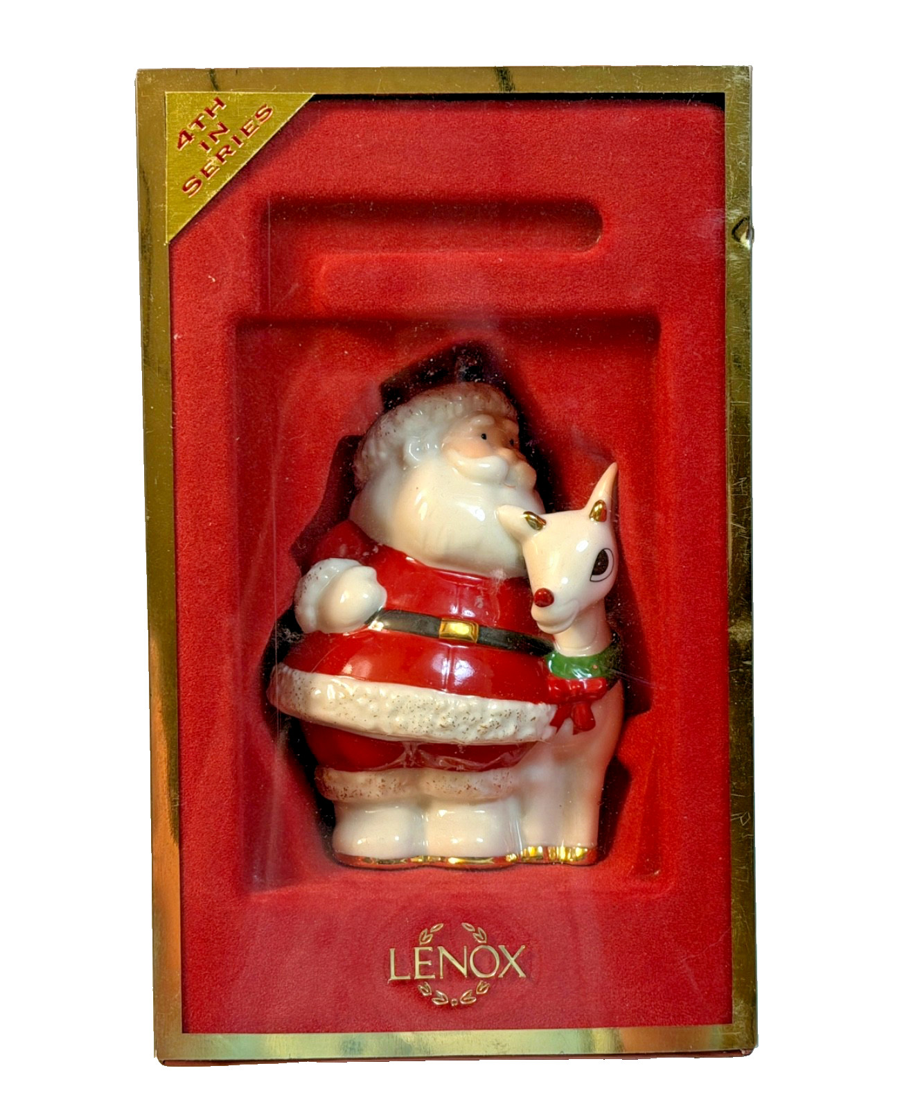 LENOX 2004 Rudolph with Santa 4th Series Christmas Ornament w/ Box LENOX 2004 Rudolph with Santa 4th Series Christmas Ornament w/ Box