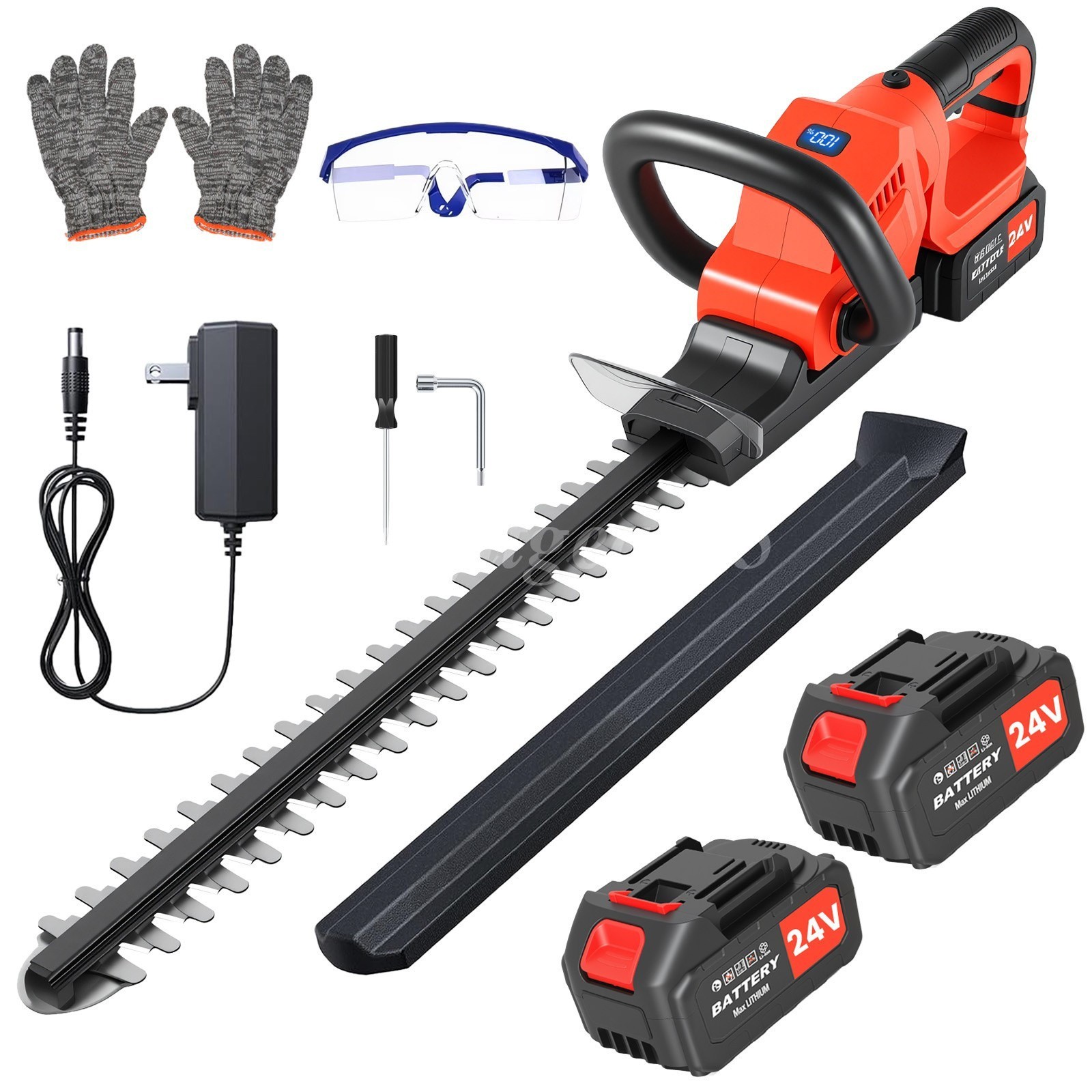 22Inch Cordless Hedge Trimmer Cordless Electric Hedge Trimmer with 2 24V Battery