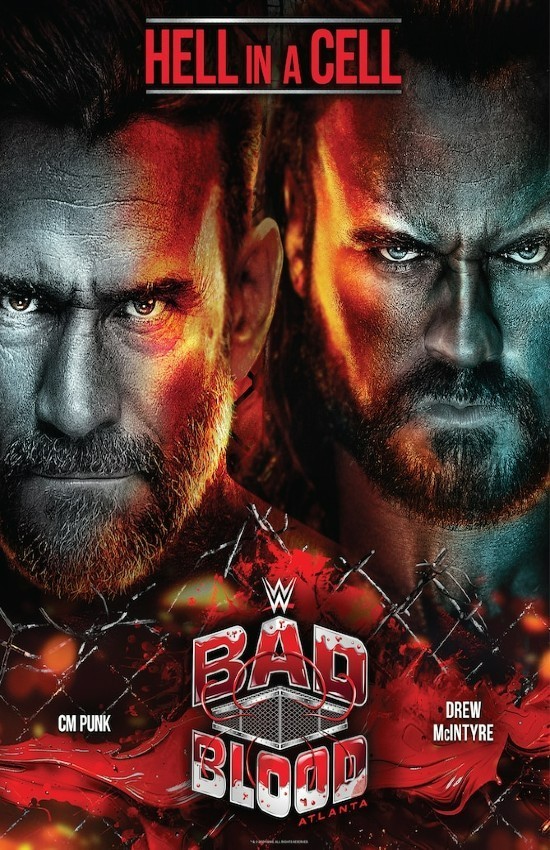 WWE Bad Blood Hell in a Cell Wall Vinyl Decal Wrestling Poster PRINT Removable