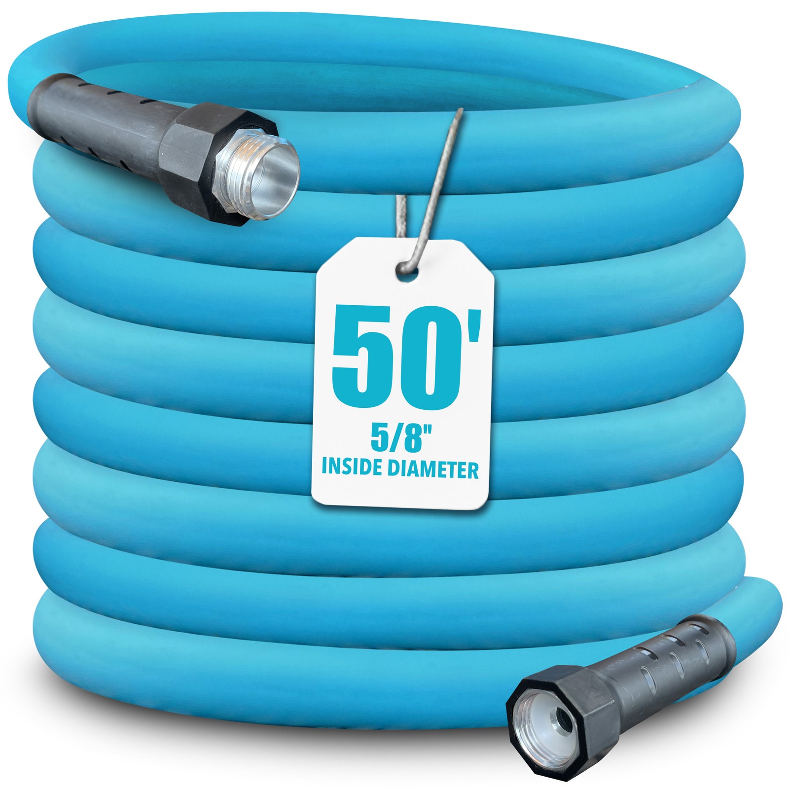 Aqua Joe 50\' Professional Grade Garden Hose with Dual Swivel Grips, AJPGH50-PRO