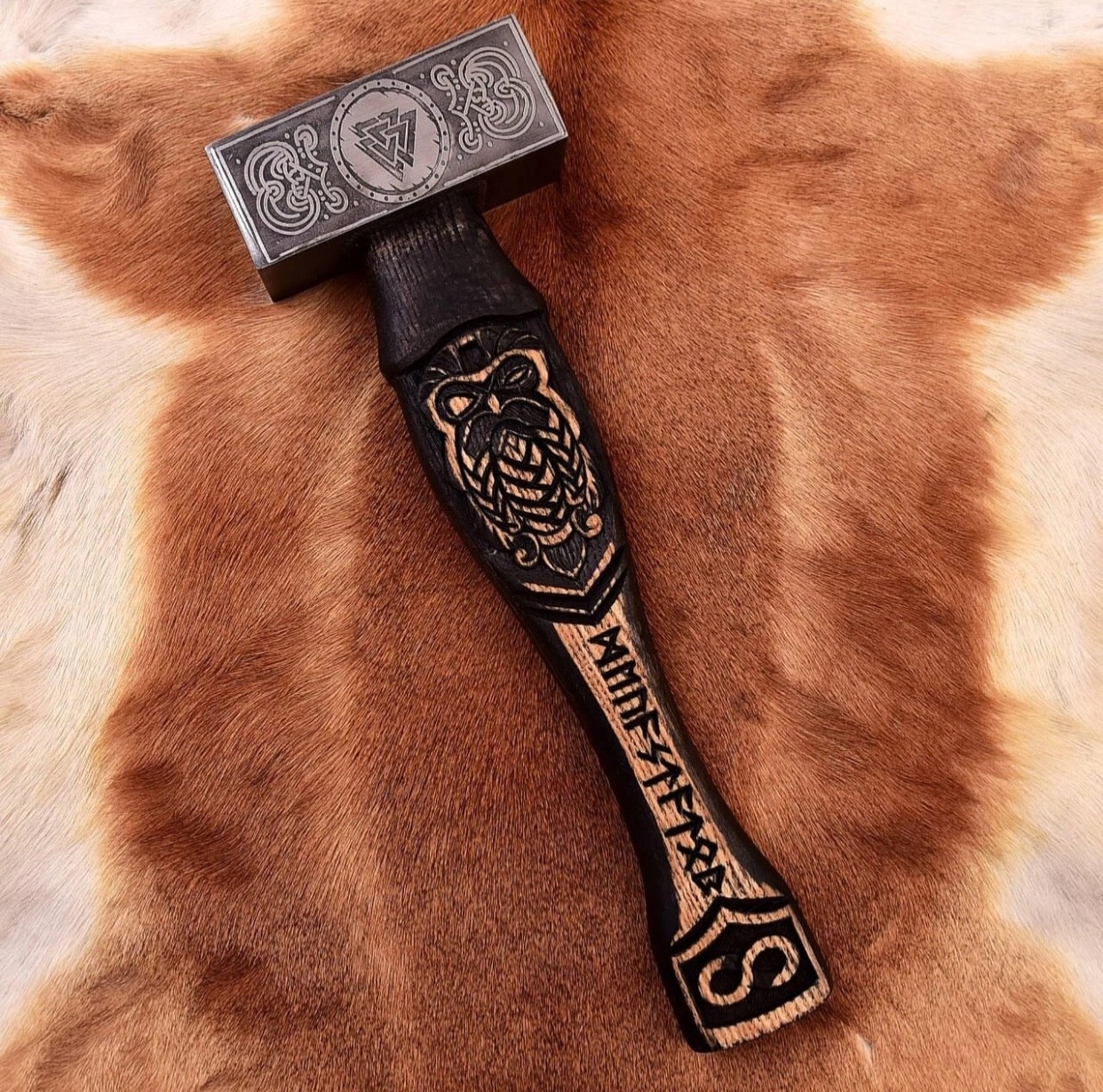 Custom Handmade Runic Nordic Viking Hammer, Carbon Steel Hammer – Gift for Him.
