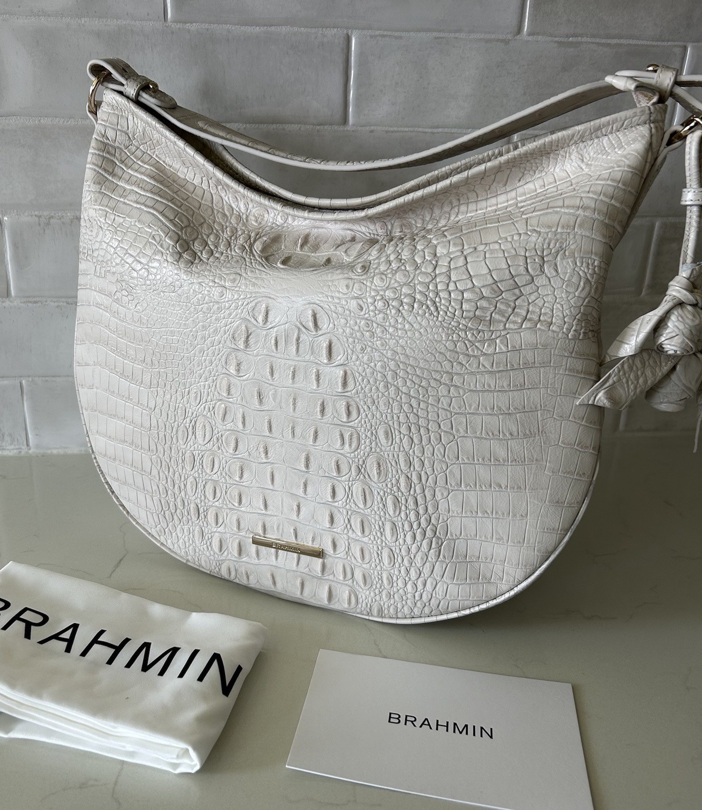 Brahmin Kathleen Rose Shoulder Bag Ivory Keepsake & Leather Rose Charms NWT 🤍