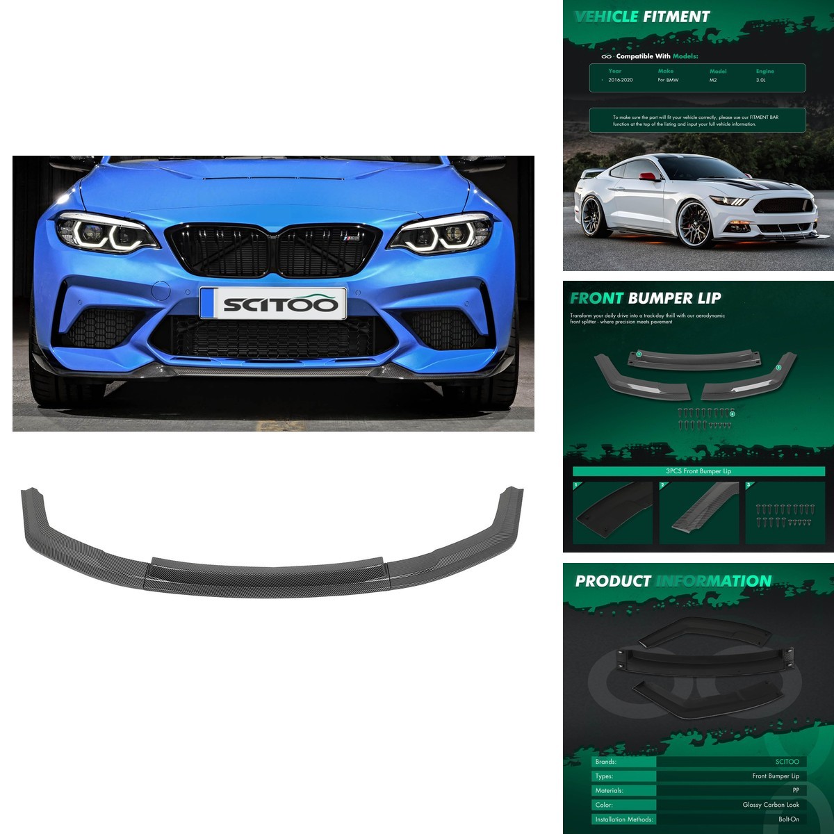 SCITOO Glossy Carbon Front Bumper Lip RA-Style 127854-5206-2047054321 SCITOO Glossy Carbon Front Bumper Lip RA-Style 127854-5206-2047054321