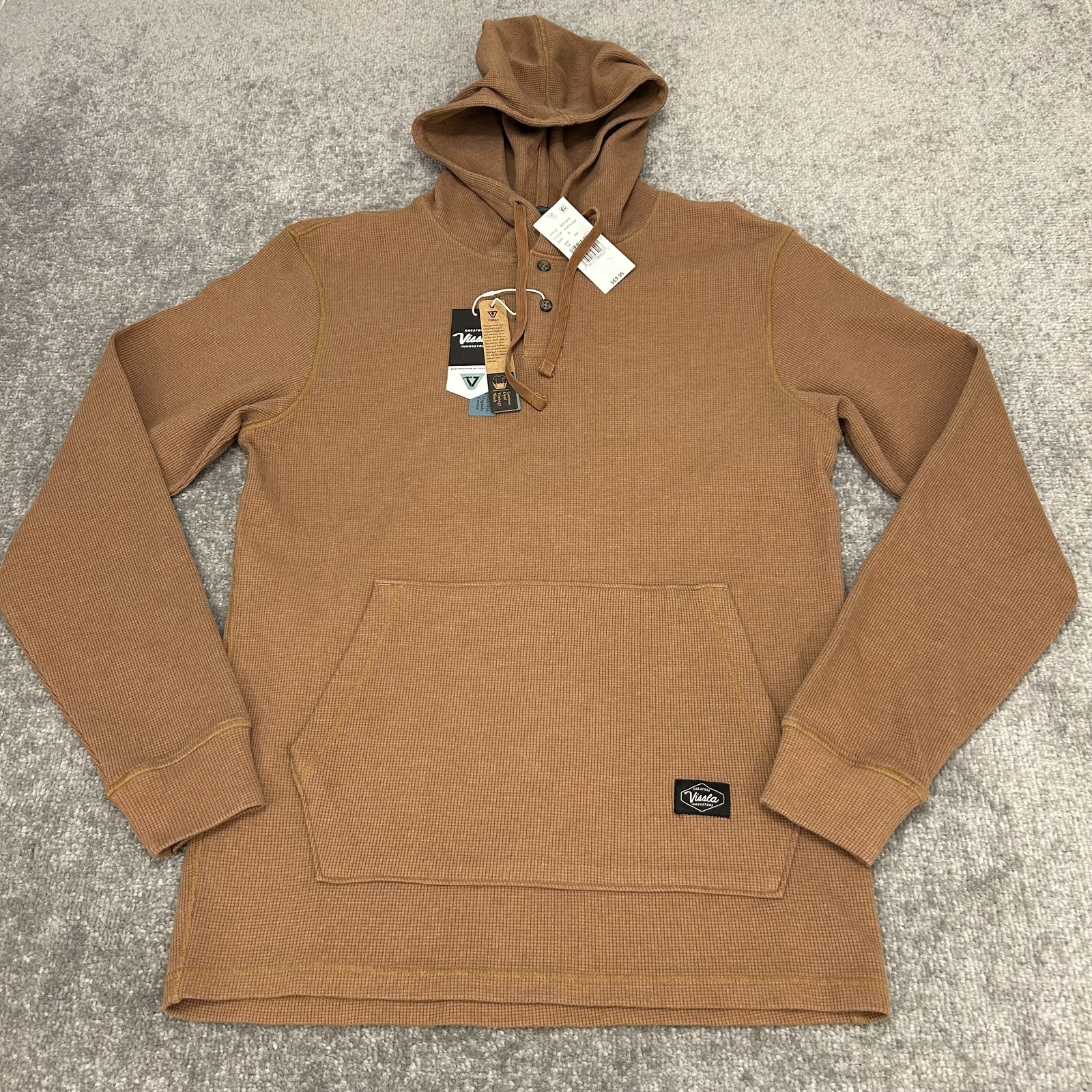 Vissla Hoodie Pullover Mens Medium Brown Creators Pierside Eco Thermal NEW $69