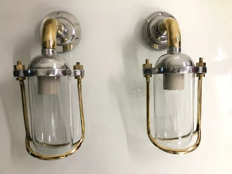 Antique Swan Neck Wall Sconce Lights Brass Aluminum Bathroom Decor Set of 2