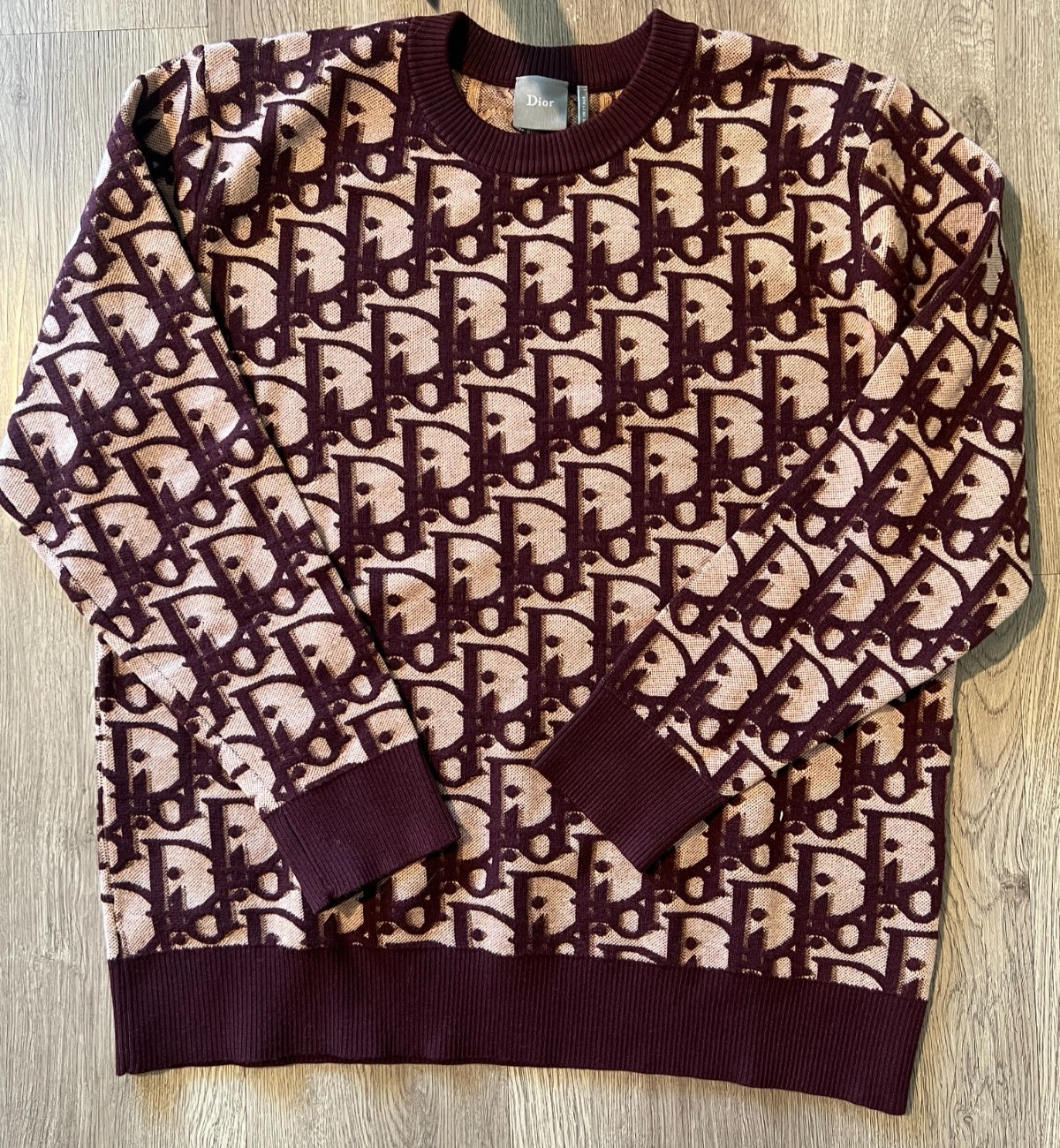 Christian Dior CD Icon Sweater -Burgundy/Beige - Large - Perfect Condition