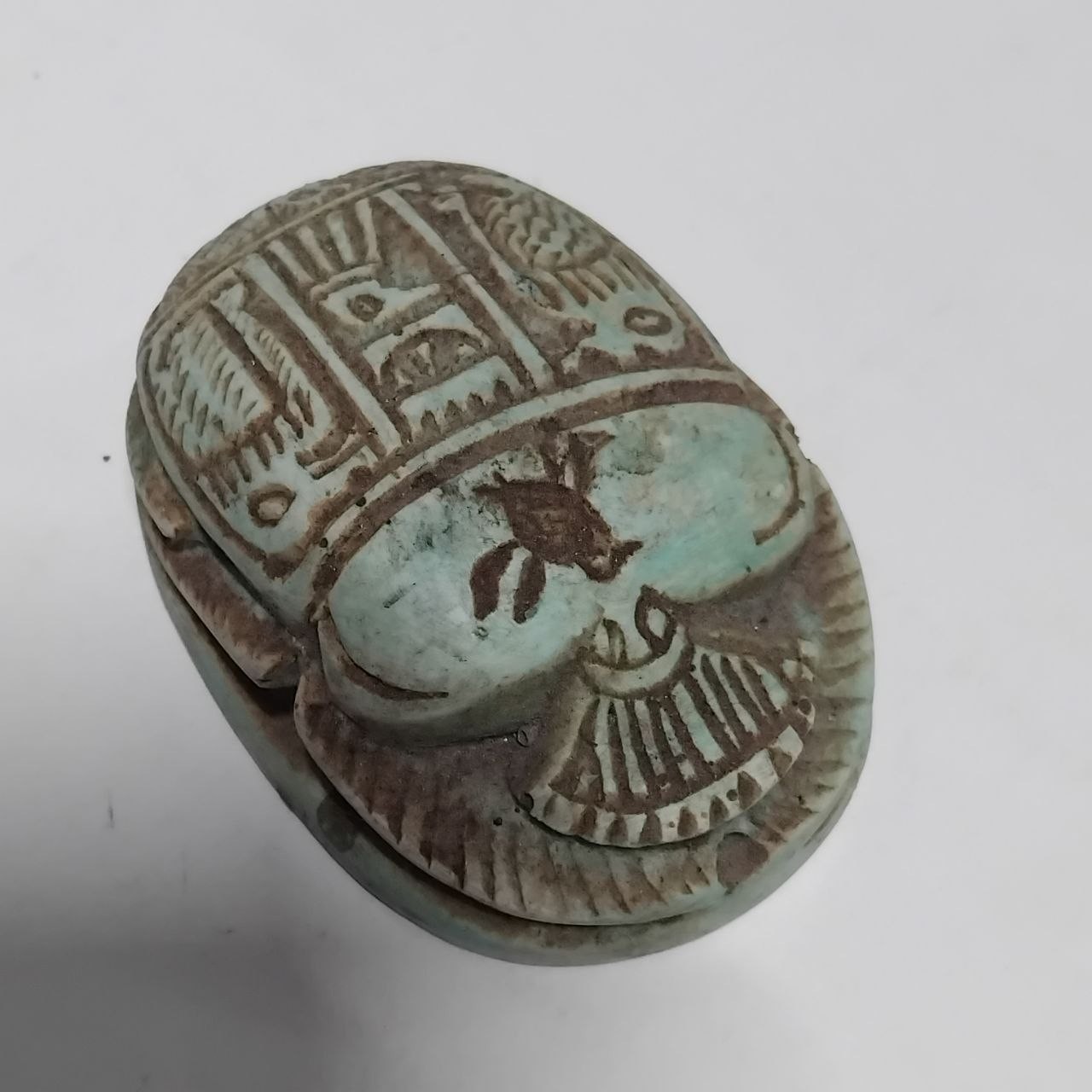 Handmade Ancient Egyptian Scarab Stone Figurine Pharaoh Style Collectible Piece Handmade Ancient Egyptian Scarab Stone Figurine Pharaoh Style Collectible Piece