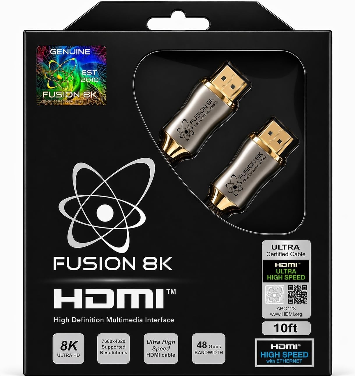 Fusion8K HDMI 2.1 Cable Supports 8K @60Hz and 4K @120Hz (10 Feet)