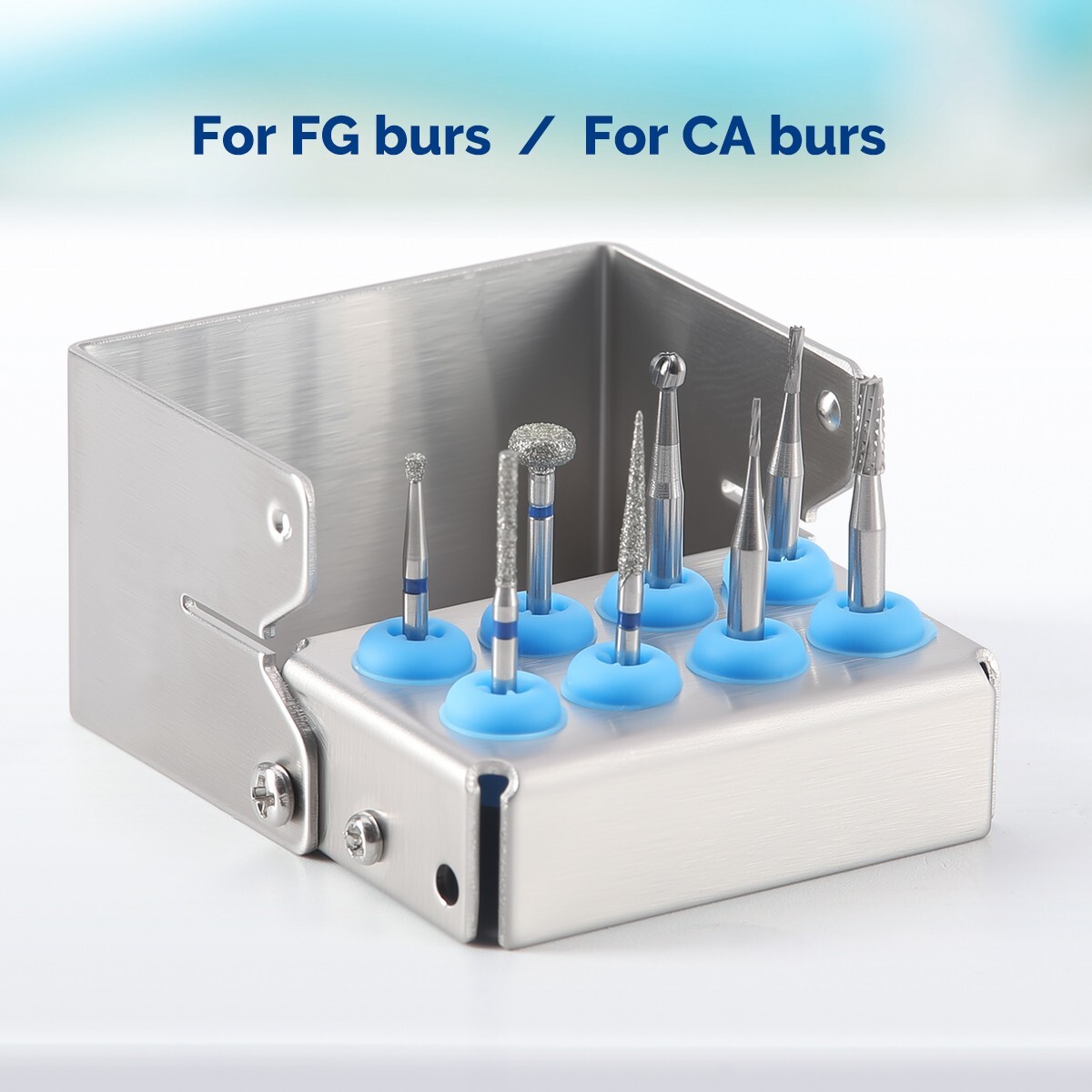 8/30Holes Dental FG RA Burs Sterilizing Disinfection Box Block Holder Steel