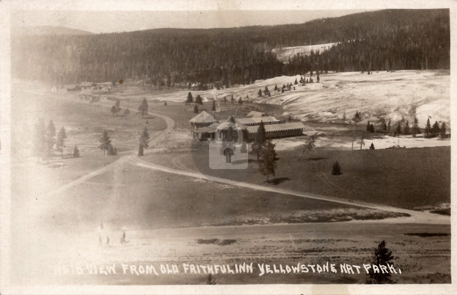 c1930s Old Faithful Inn Yellowstone Park Geyse Aerial WY RPPC Postcard COPY c1930s Old Faithful Inn Yellowstone Park Geyse Aerial WY RPPC Postcard COPY