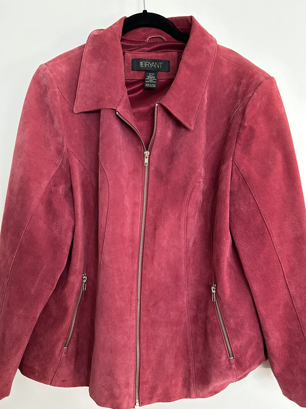 Lane Bryant Jacket Womens Plus Pink Suede Zip Front Pockets 18/20 2X Lane Bryant Jacket Womens Plus Pink Suede Zip Front Pockets 18/20 2X