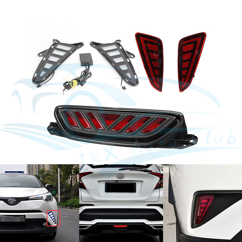 LED DRL Rear Fog Light & Rear Bumper Light  Lamp 5Pcs Kit For Toyota CHR 2016-19