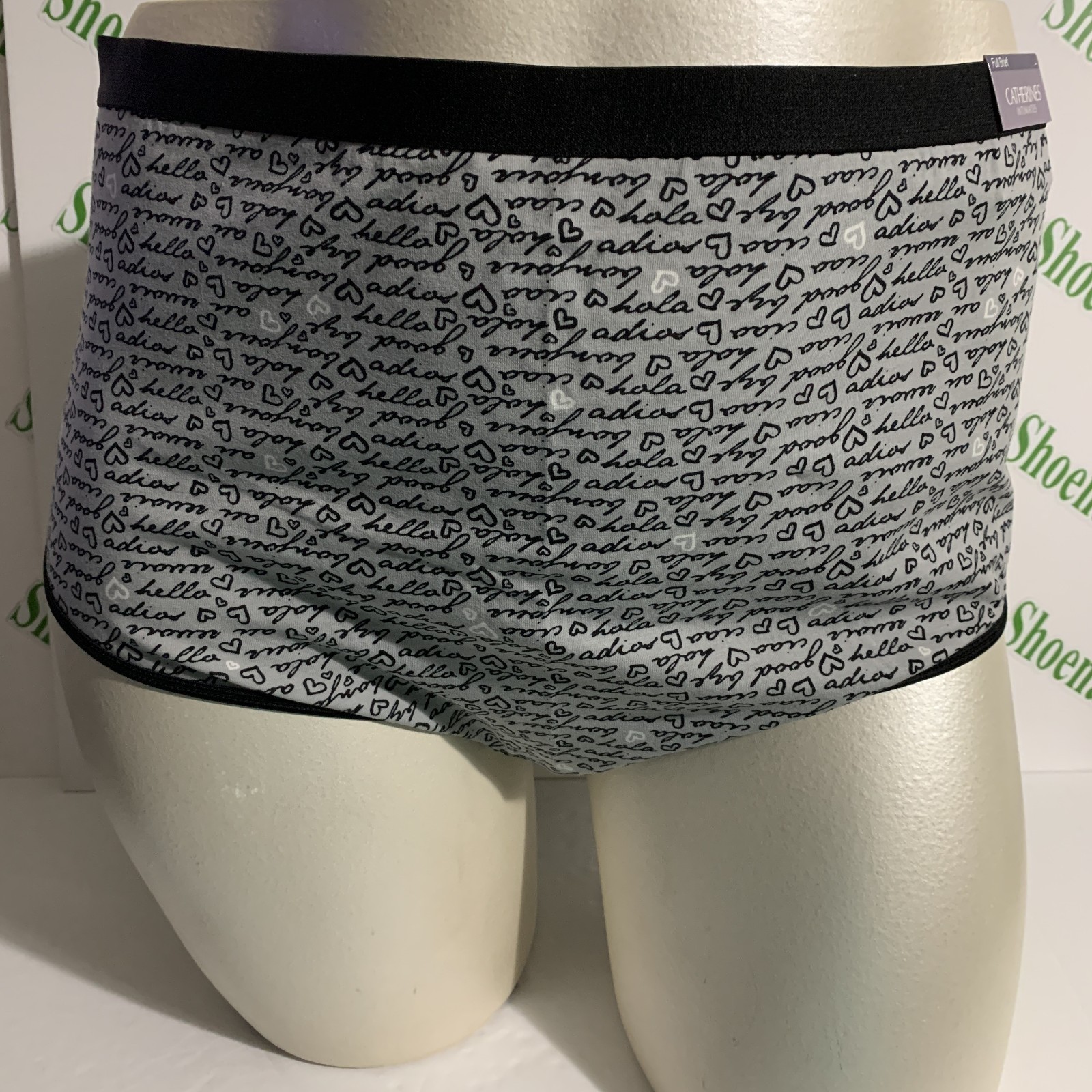 Catherines Full Brief Panties Underwear Cotton Blend Hearts Gray Plus 15 or 5X