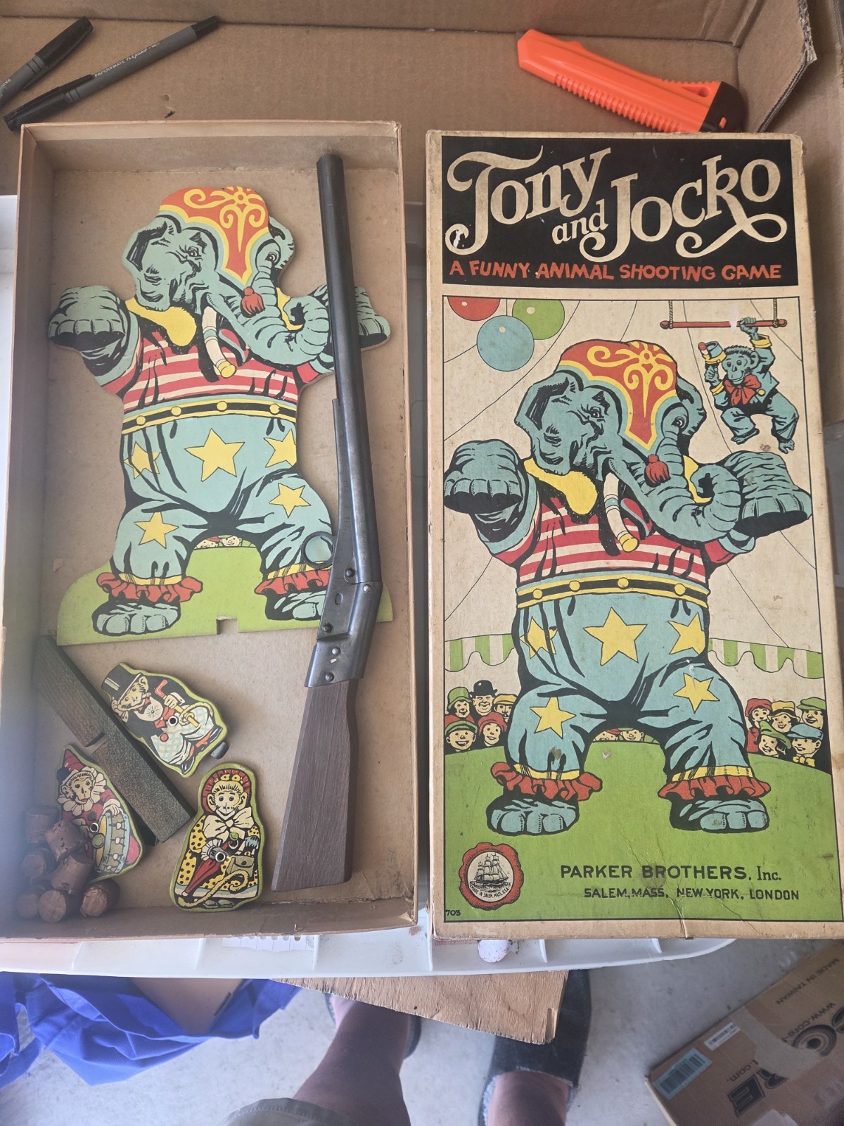 RARE 1928 PARKER BROS TONY & JOCKO A FUNNY ANIMAL SHOOTING GAME RARE 1928 PARKER BROS TONY & JOCKO A FUNNY ANIMAL SHOOTING GAME