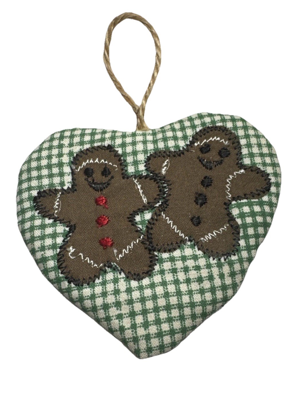 VTG Handmade gingerbread Themed Embroidered Fabric Christmas Ornaments VTG Handmade gingerbread Themed Embroidered Fabric Christmas Ornaments