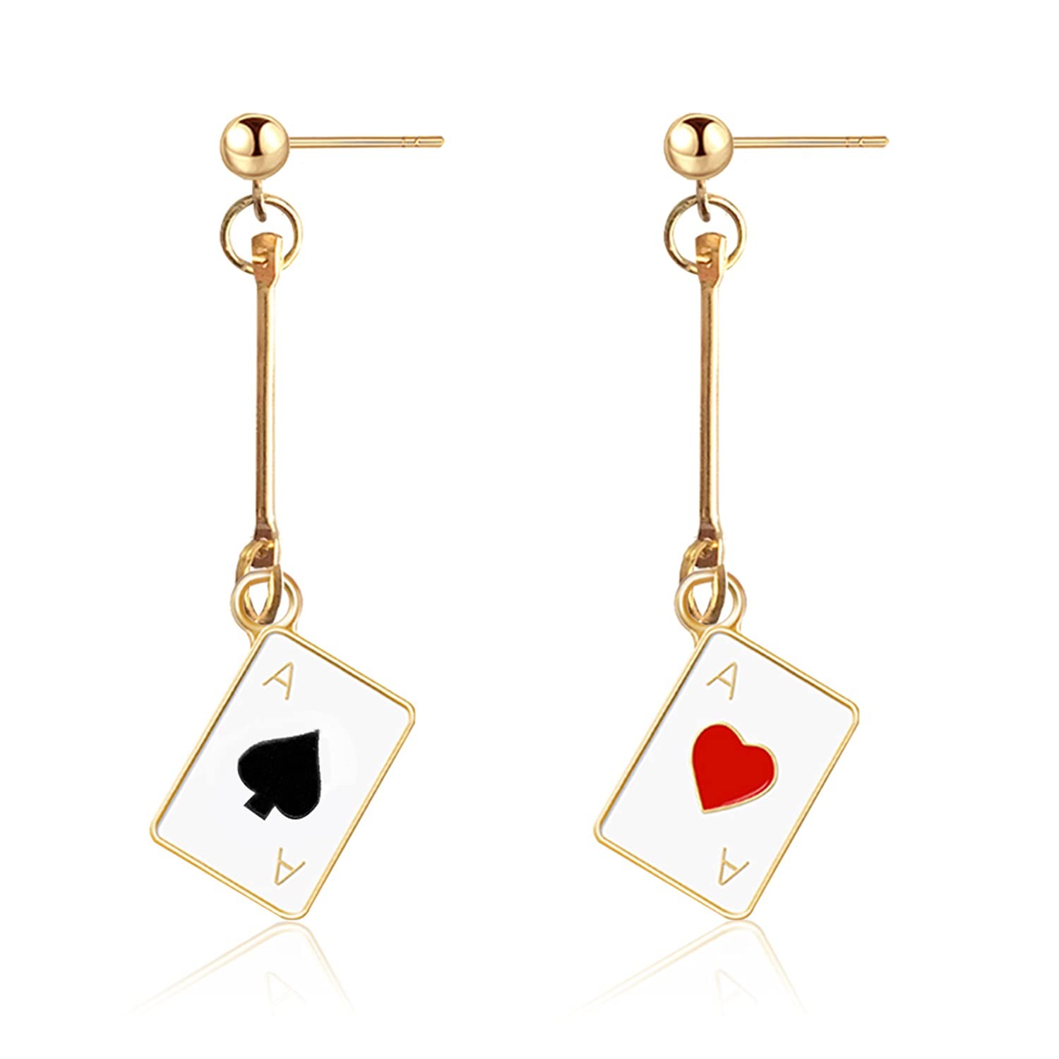 WUWEIJIAJIA Unique Funny 14K Gold Plated Hypoallergenic Poker hearts Style-2 WUWEIJIAJIA Unique Funny 14K Gold Plated Hypoallergenic Poker hearts Style-2