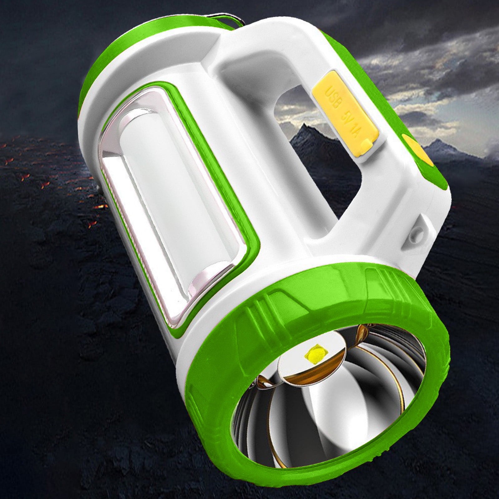 Solar Rechargeable LED Flashlight – USB Spotlight & Power Bank, 2000mAh