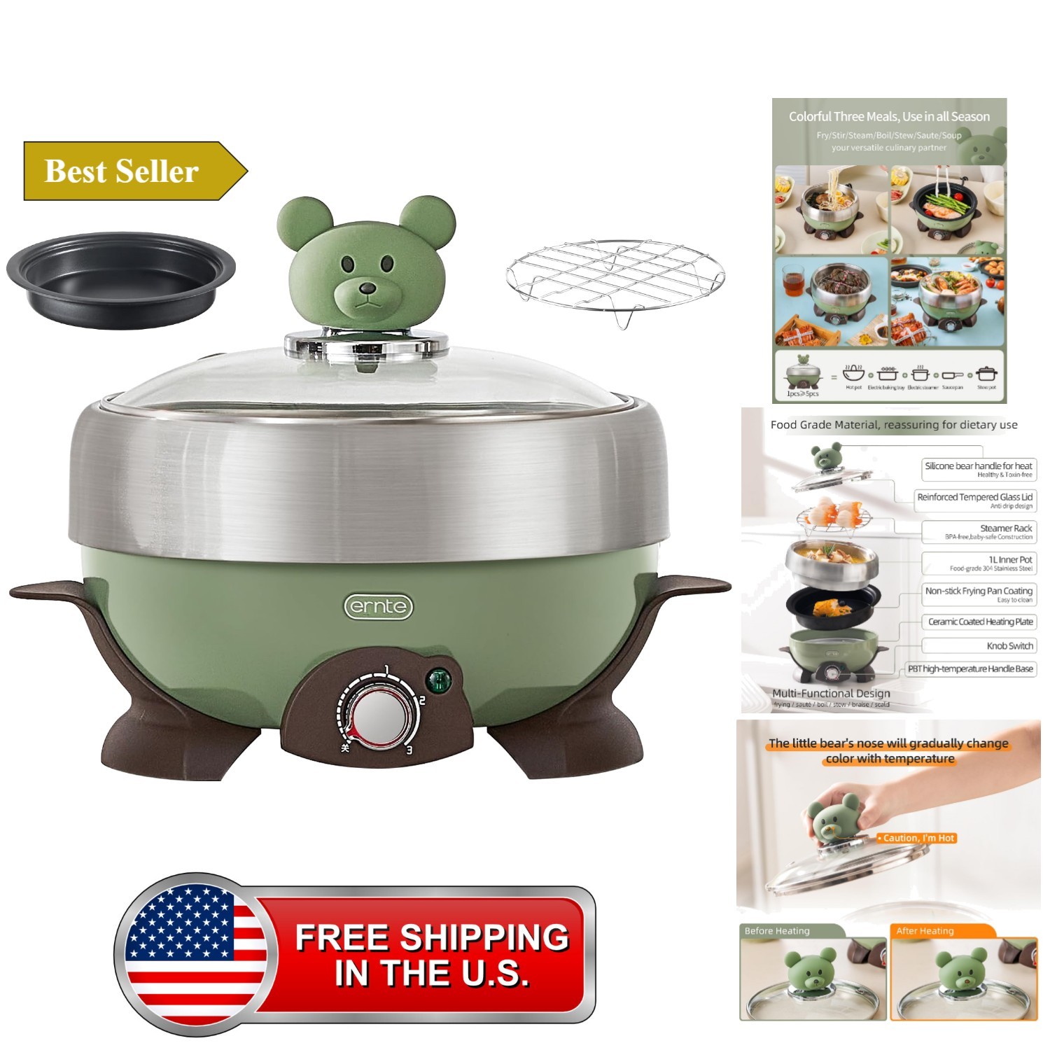 1L Portable Electric Hot Pot Set,3-in-1 Electric Shabu Shabu Pot Mini Cooker ... 1L Portable Electric Hot Pot Set,3-in-1 Electric Shabu Shabu Pot Mini Cooker ...