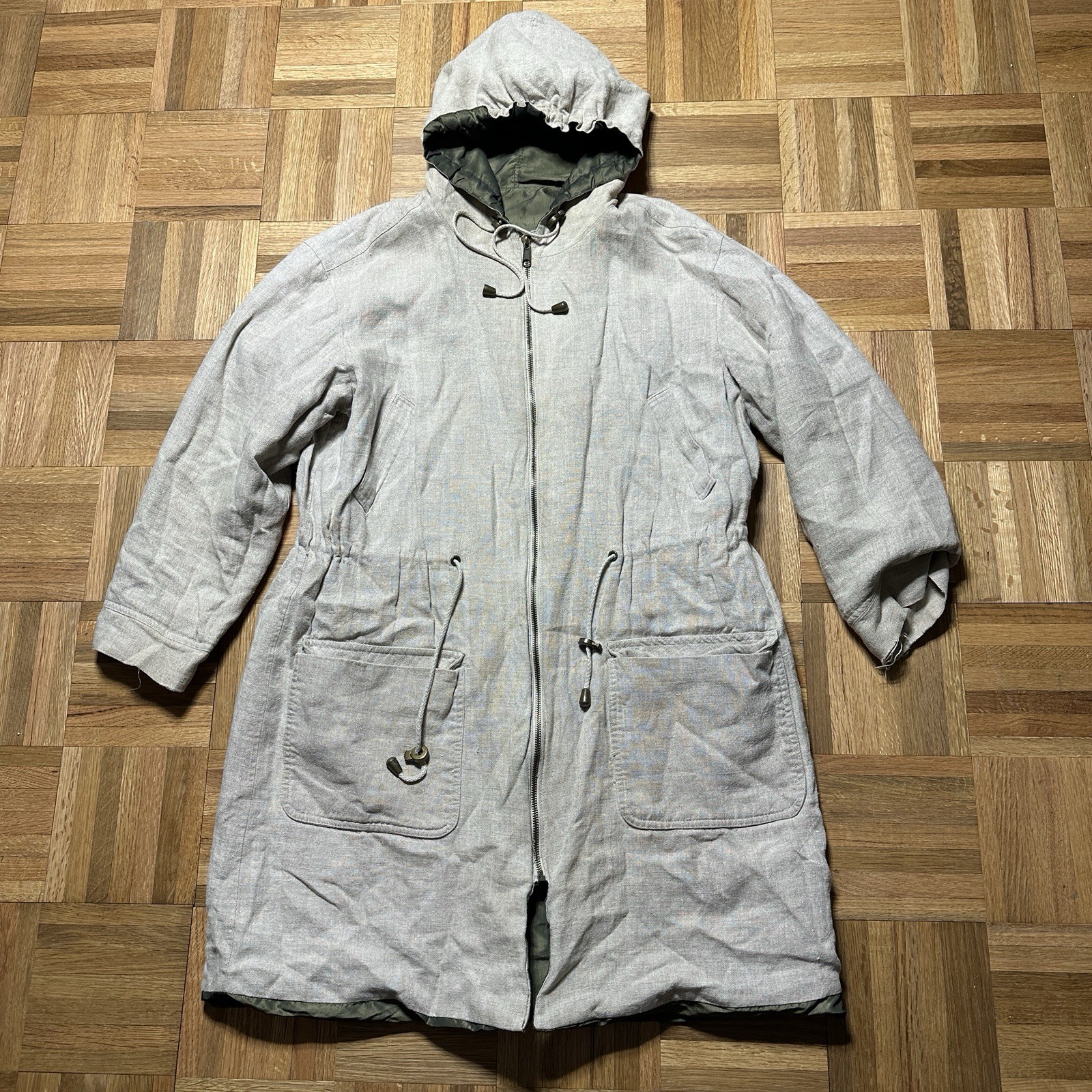 Vintage J Jill Reversible Linen Parka 1990s Large Vintage J Jill Reversible Linen Parka 1990s Large