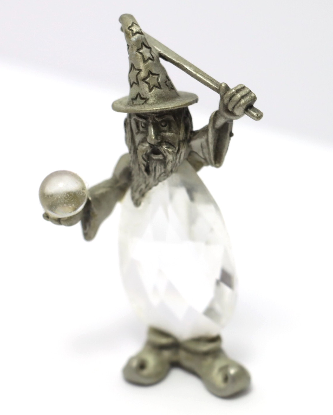Crystal Wizard With Pewter Holding Colorful Ball Magic Crystal Wizard With Pewter Holding Colorful Ball Magic