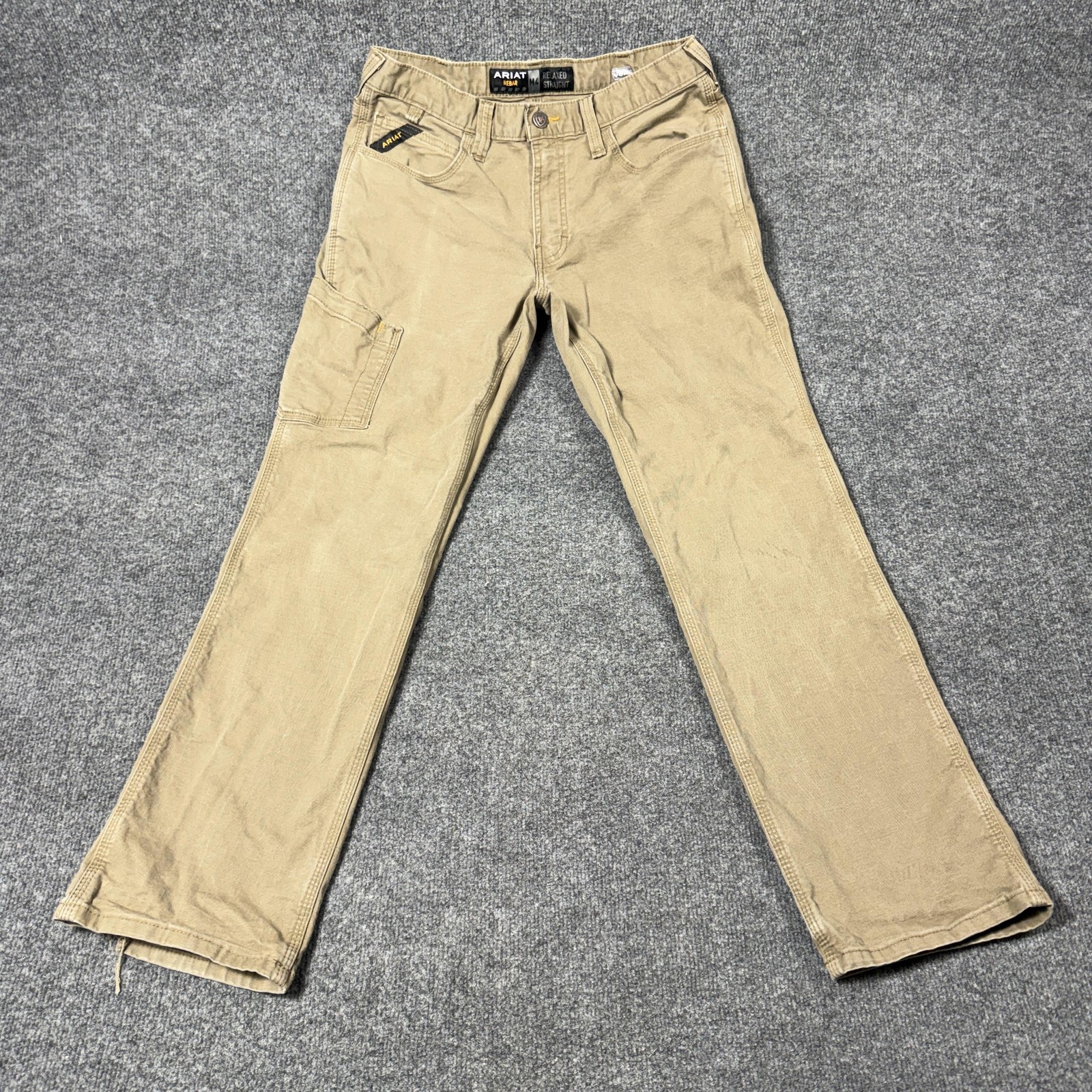 Ariat Rebar M4 Pants Mens 32x32 Beige Canvas Carpenter Relaxed Straight Workwear