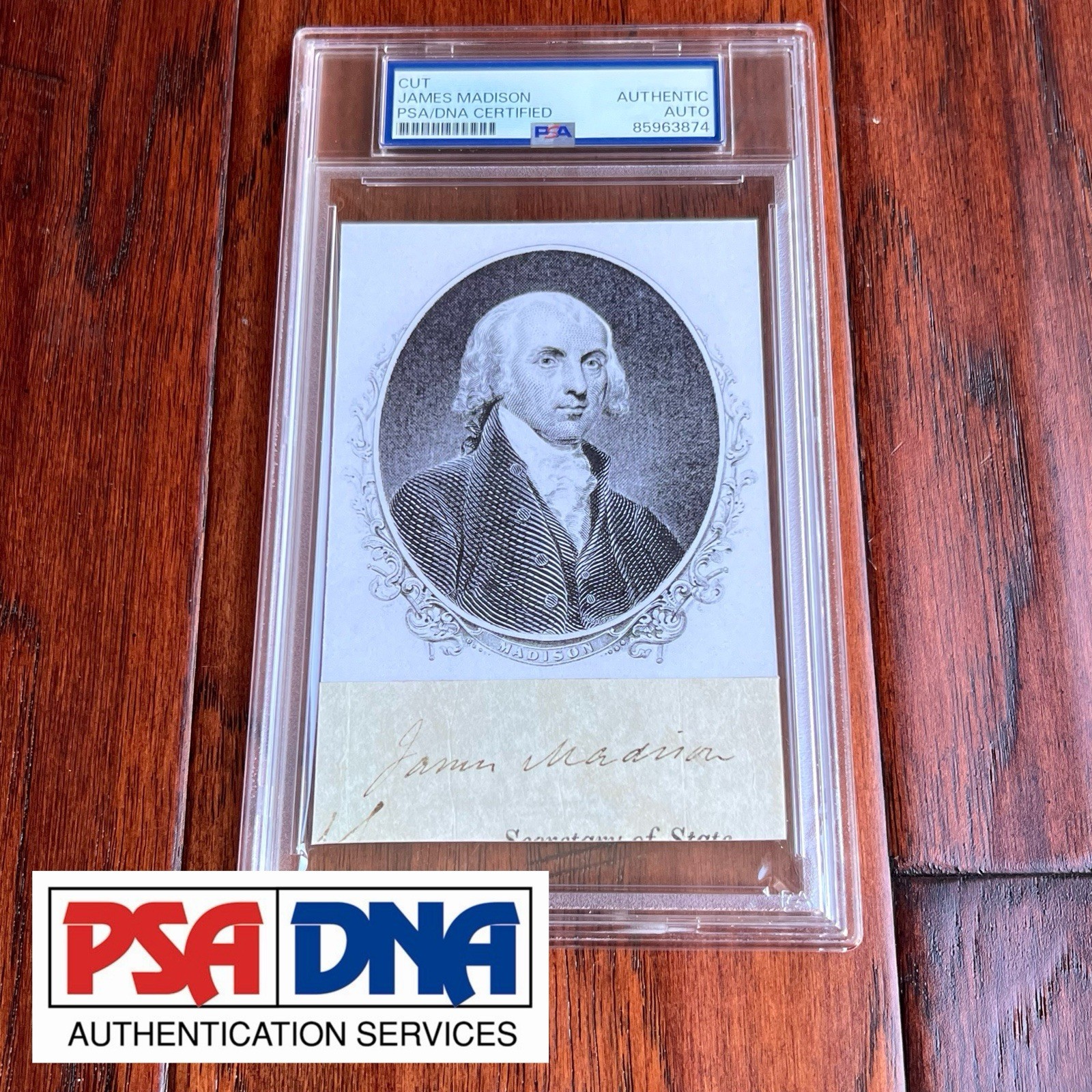 JAMES MADISON Autograph Cut Signature CUSTOM CARD Signed as POTUS * PSA/DNA
