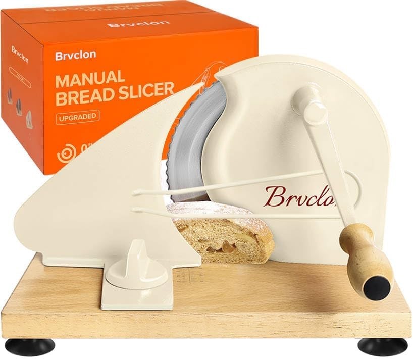 Brvclon Manual Bread Slicer Adjustable Thickness, Hand Crank Bread Slicer Brvclon Manual Bread Slicer Adjustable Thickness, Hand Crank Bread Slicer
