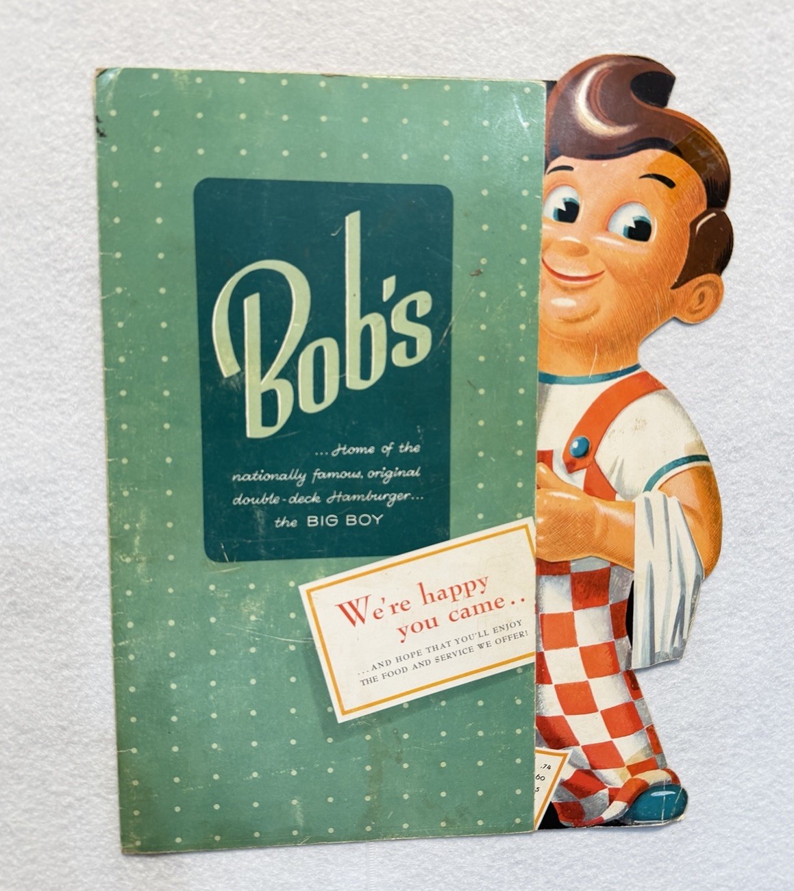 Vintage 1950s Bob’s Big Boy Restaurant Menu Die Cut Big Boy Advertising Rare