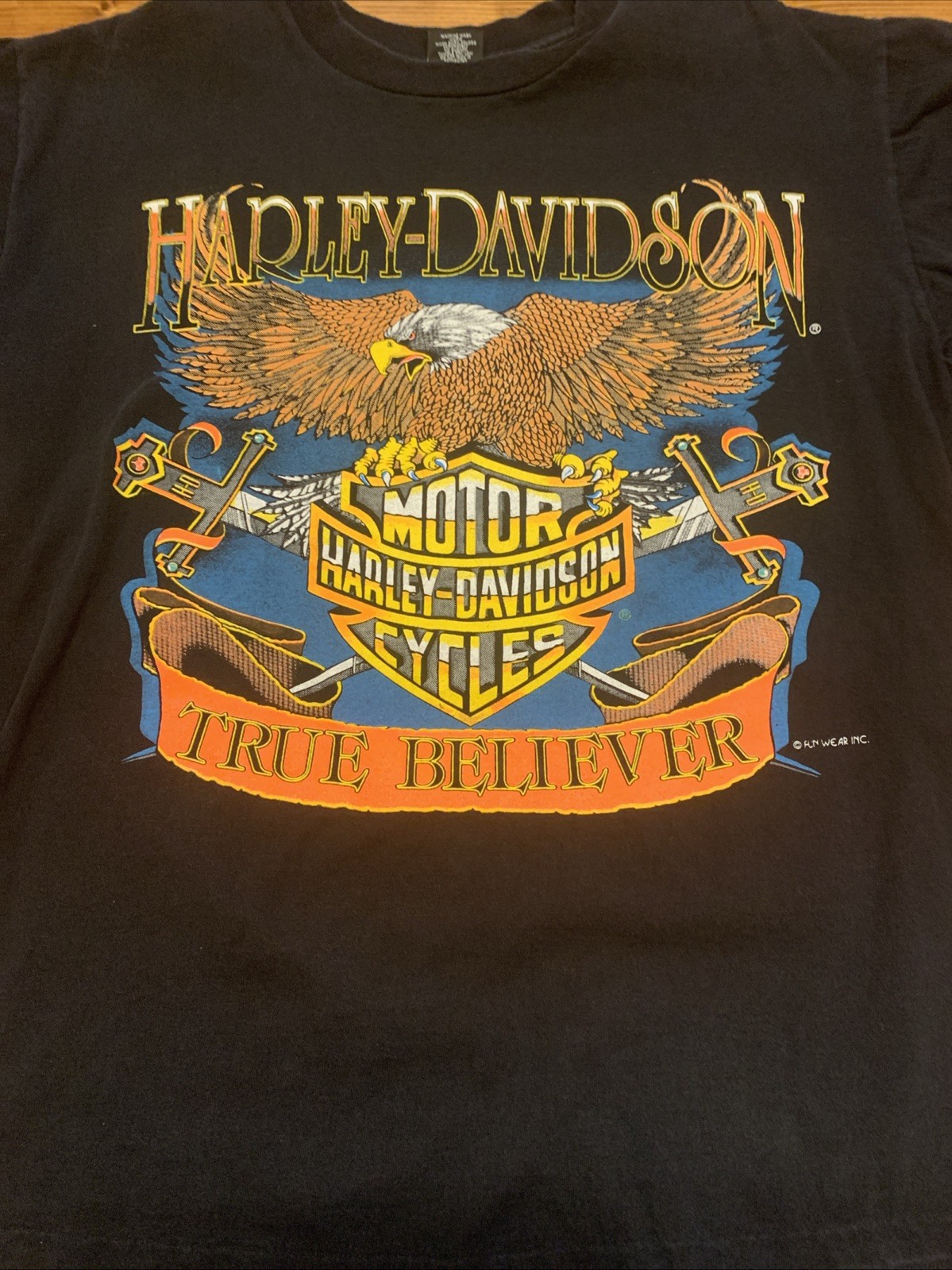 Vtg 90s HARLEY DAVIDSON Motors Fun Wear *DOUBLE SIDED* Tshirt Made In USA Large