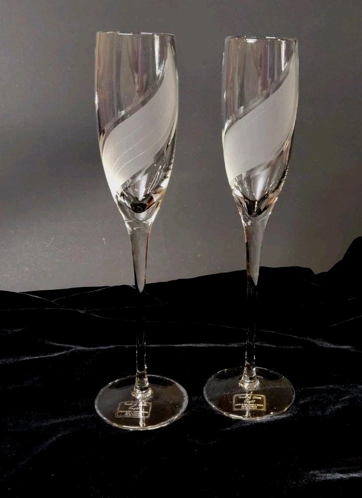 Vtg 2 Romanian Champagne Glasses Art Deco Mouth Blown By Touch Of Glass Anglo Vtg 2 Romanian Champagne Glasses Art Deco Mouth Blown By Touch Of Glass Anglo