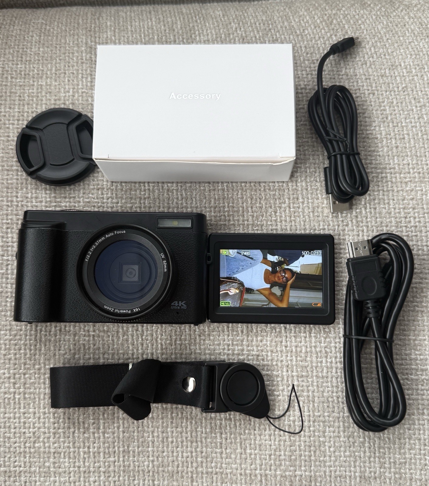 Digital Camera Y2K Style Digicam Flip Screen Autofocus Flash Shot Vlogging