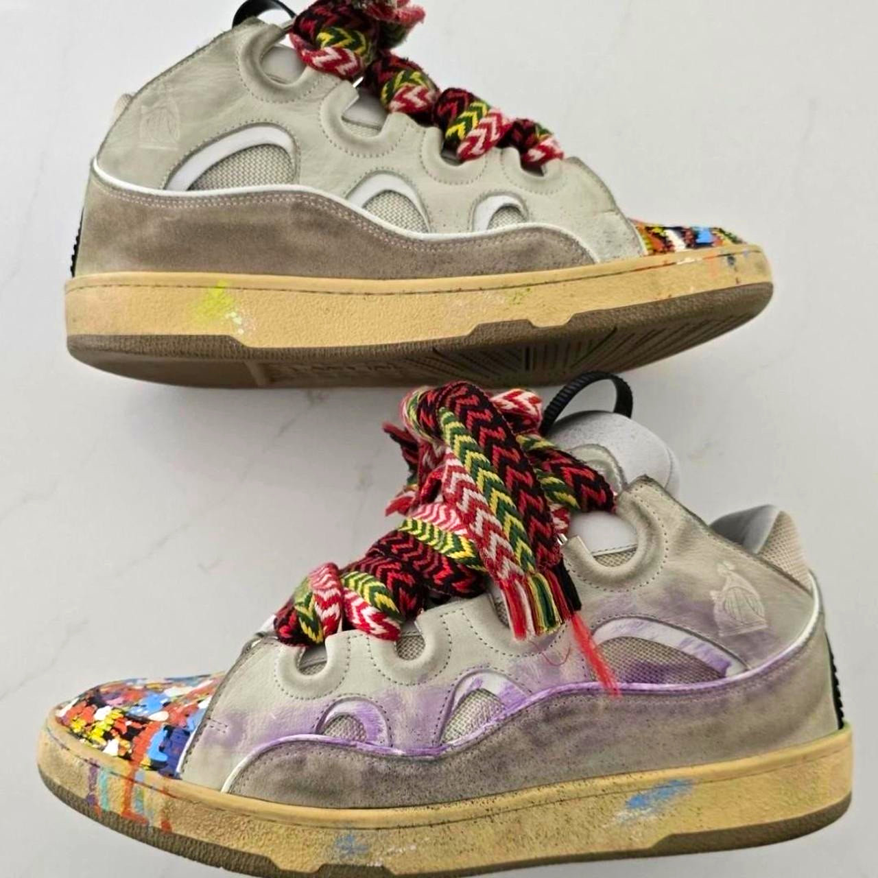 LANVIN Curb Gallery Dept Colorblock White/Multicolor Lace-Up Sneaker EU 44