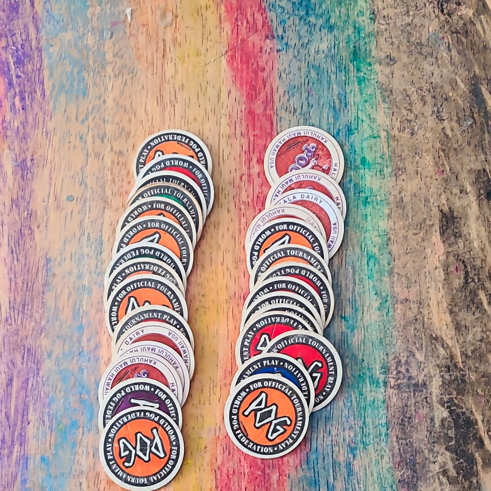 Pogs Assorted Lot Of 30 - World POG Federation Tournament Play, 1990s Vintage Pogs Assorted Lot Of 30 - World POG Federation Tournament Play, 1990s Vintage