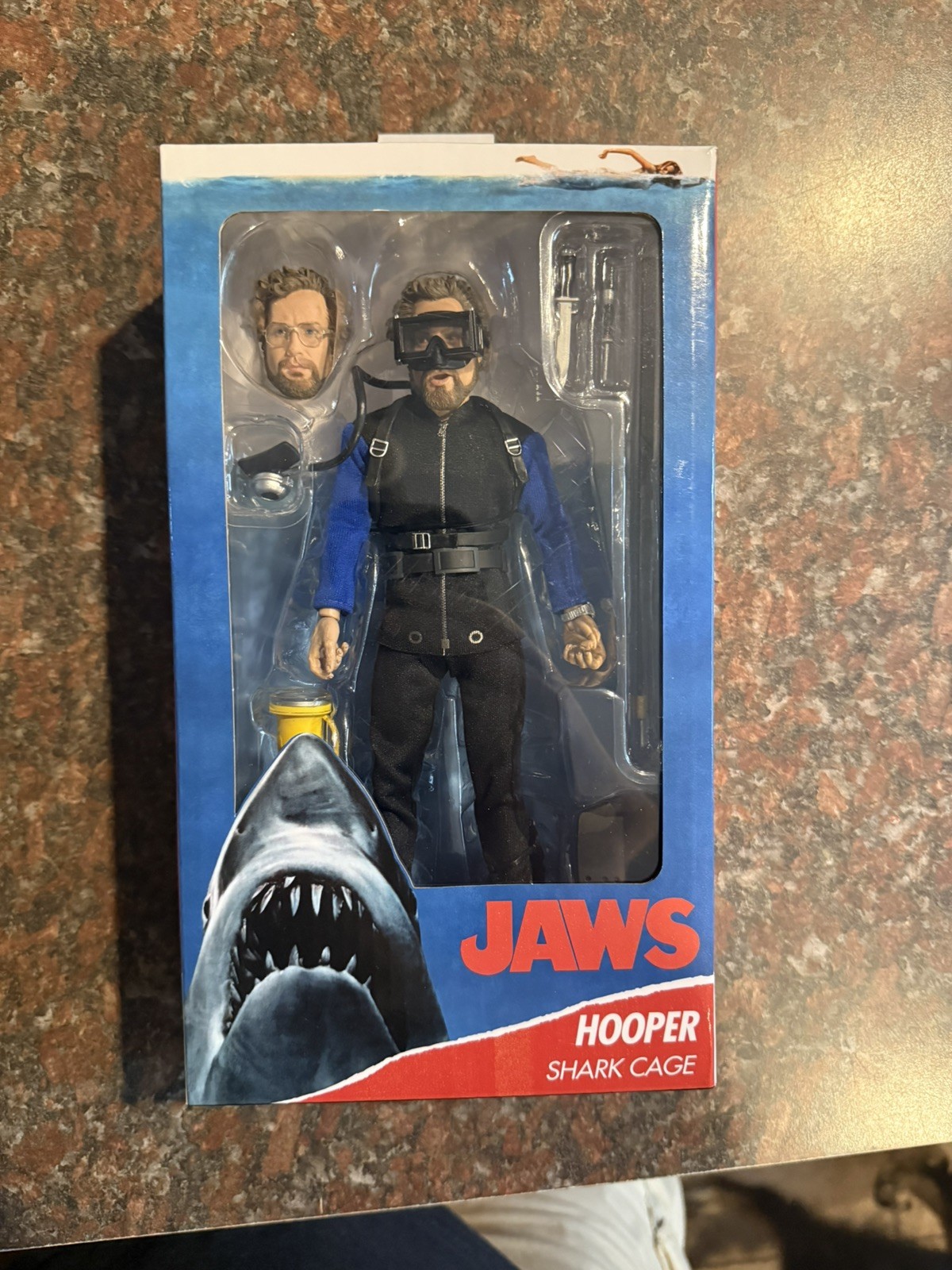 NECA JAWS Matt Hooper Shark Cage 8” Action Figure New In Box Sealed Shark Scuba NECA JAWS Matt Hooper Shark Cage 8” Action Figure New In Box Sealed Shark Scuba