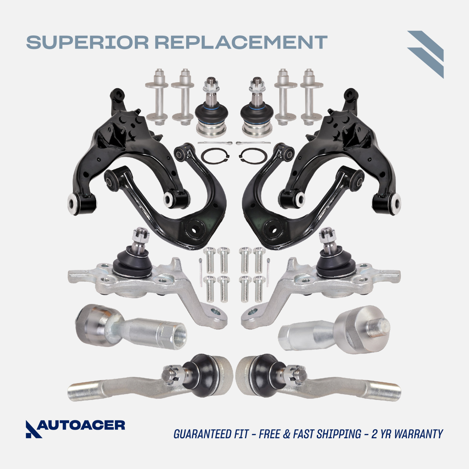AUTOACER -14p Front Suspension Arms Ball Joints Tie Rods Bolts for 4RUNNER 95-02