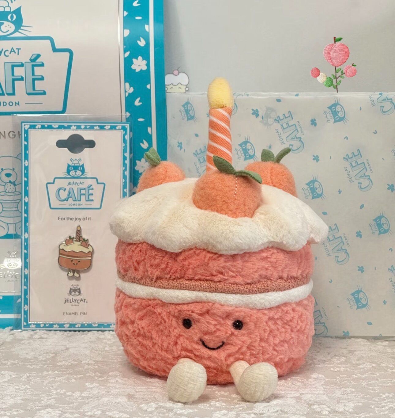 JELLYCAT Classic Fluffy Soft Plush Peach Cake Appease Doll Gift Kids Toy 6.2in