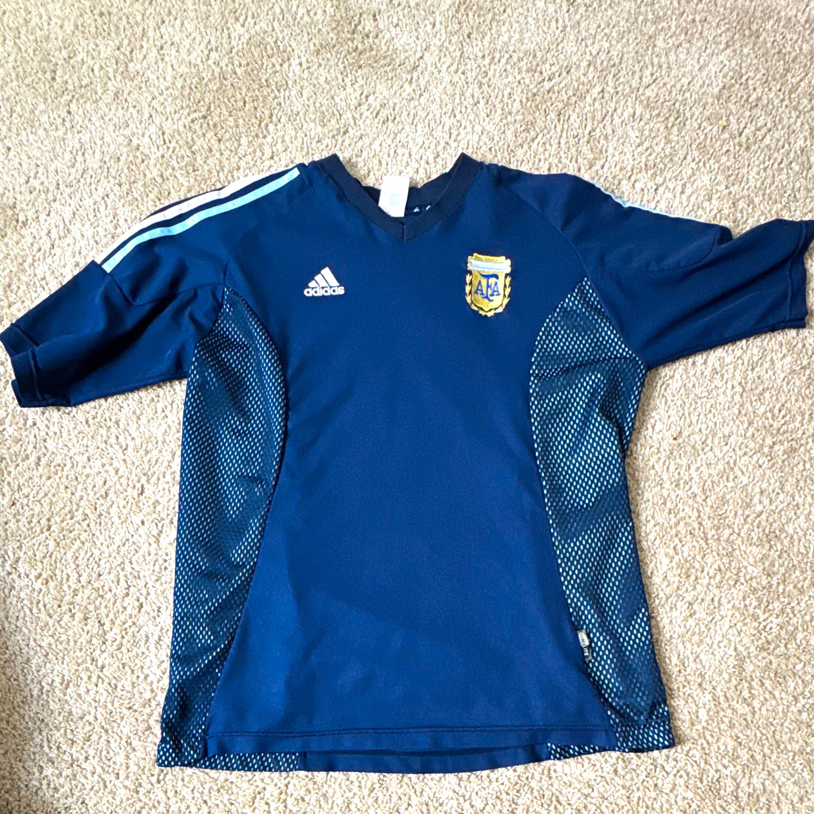 adidas Argentina Official Away Soccer Jersey Navy Blue Light Blue White 2002 adidas Argentina Official Away Soccer Jersey Navy Blue Light Blue White 2002