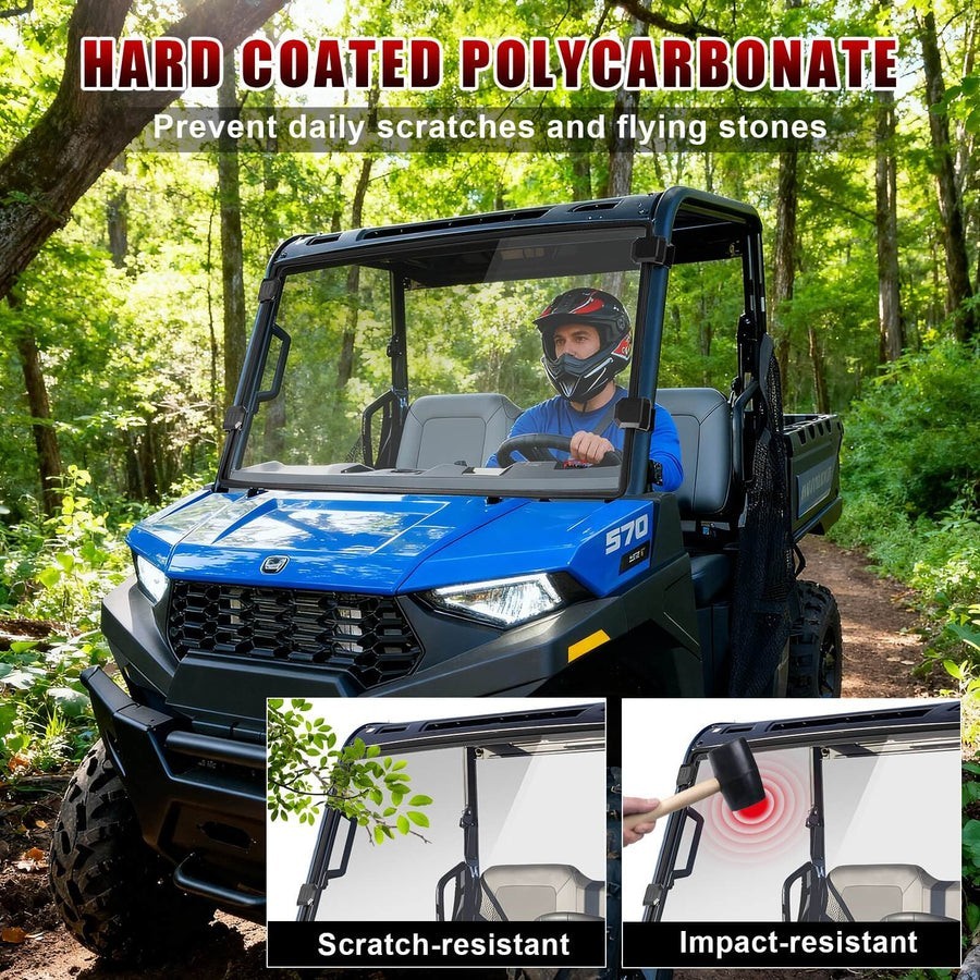 Anti-Scratch Front Windshield PC Full Window for Polaris Ranger SP 570 2022-2026