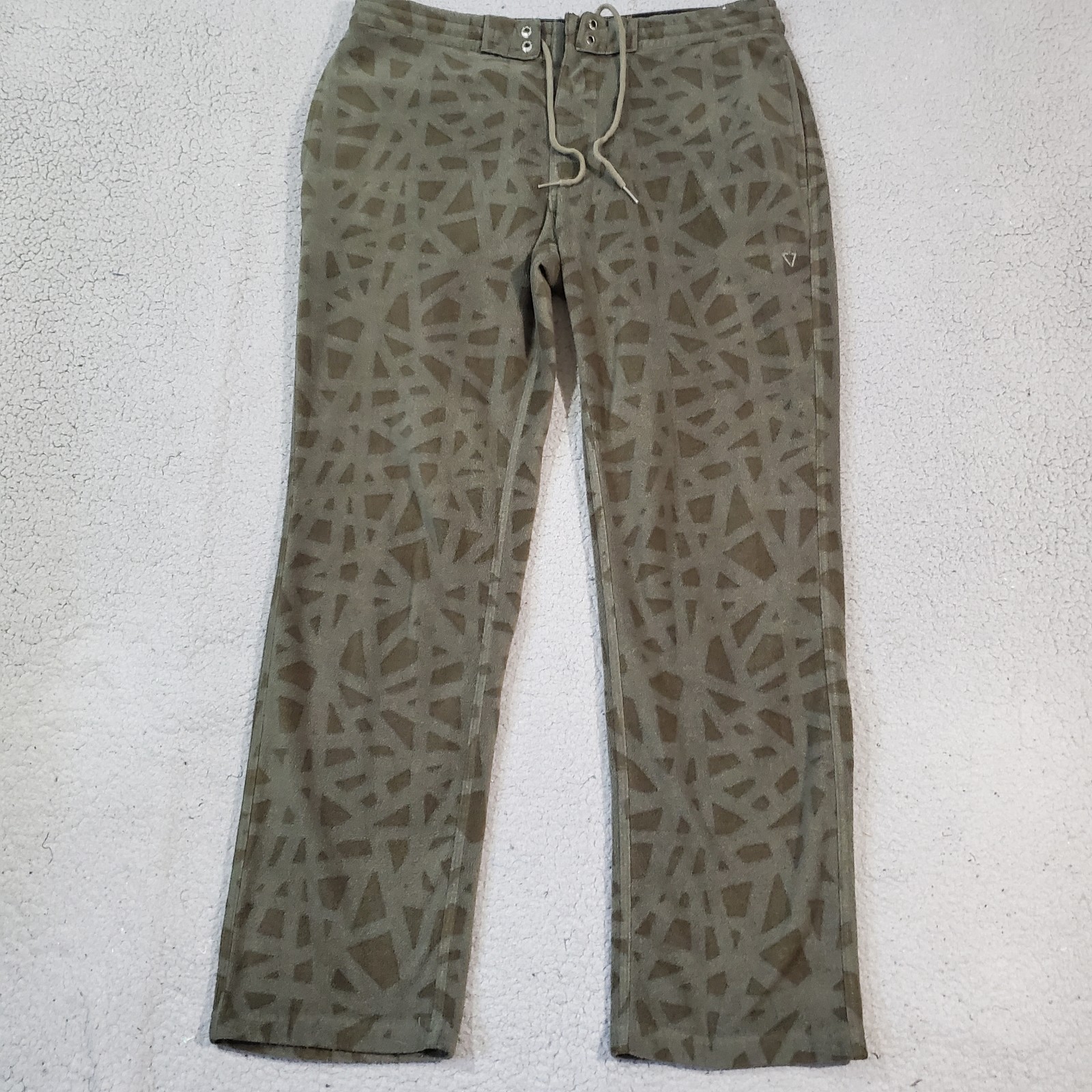 Vissla Pants Mens Medium Gree ECO-ZY Sofa Surfer Fleece Drawstring Snap Lounge